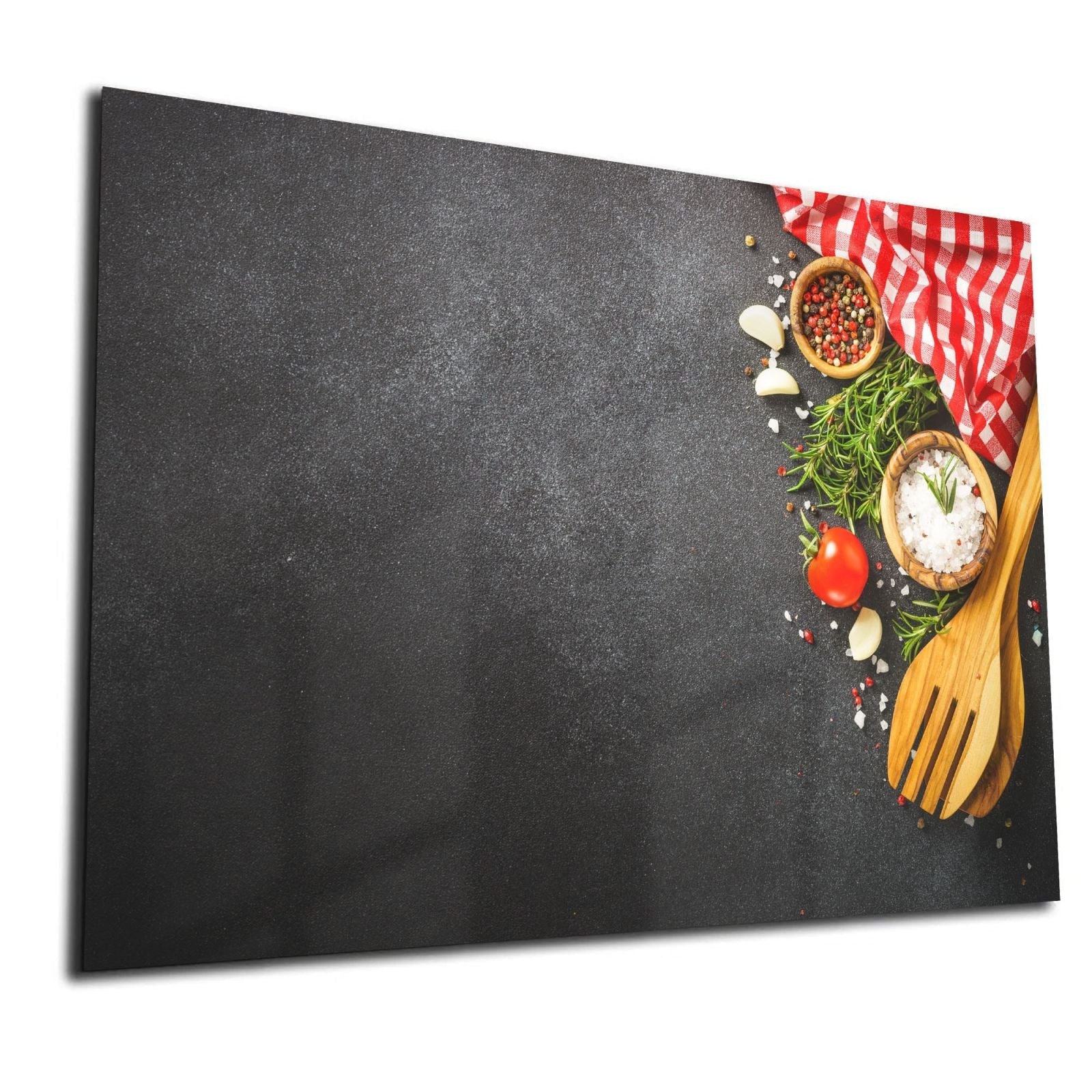 Whiteboard van glas - Magneetbord - Ingredií‚nten op zwarte tafel
