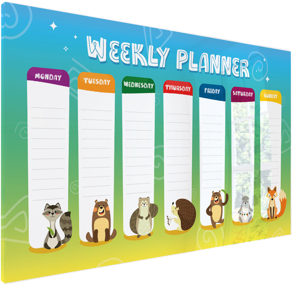Mydesignglas  Designglas Whiteboard Weekplanner - Metaal - Magneetbord - Memobord - Weekplanner- Direct Leverbaar (Copy)