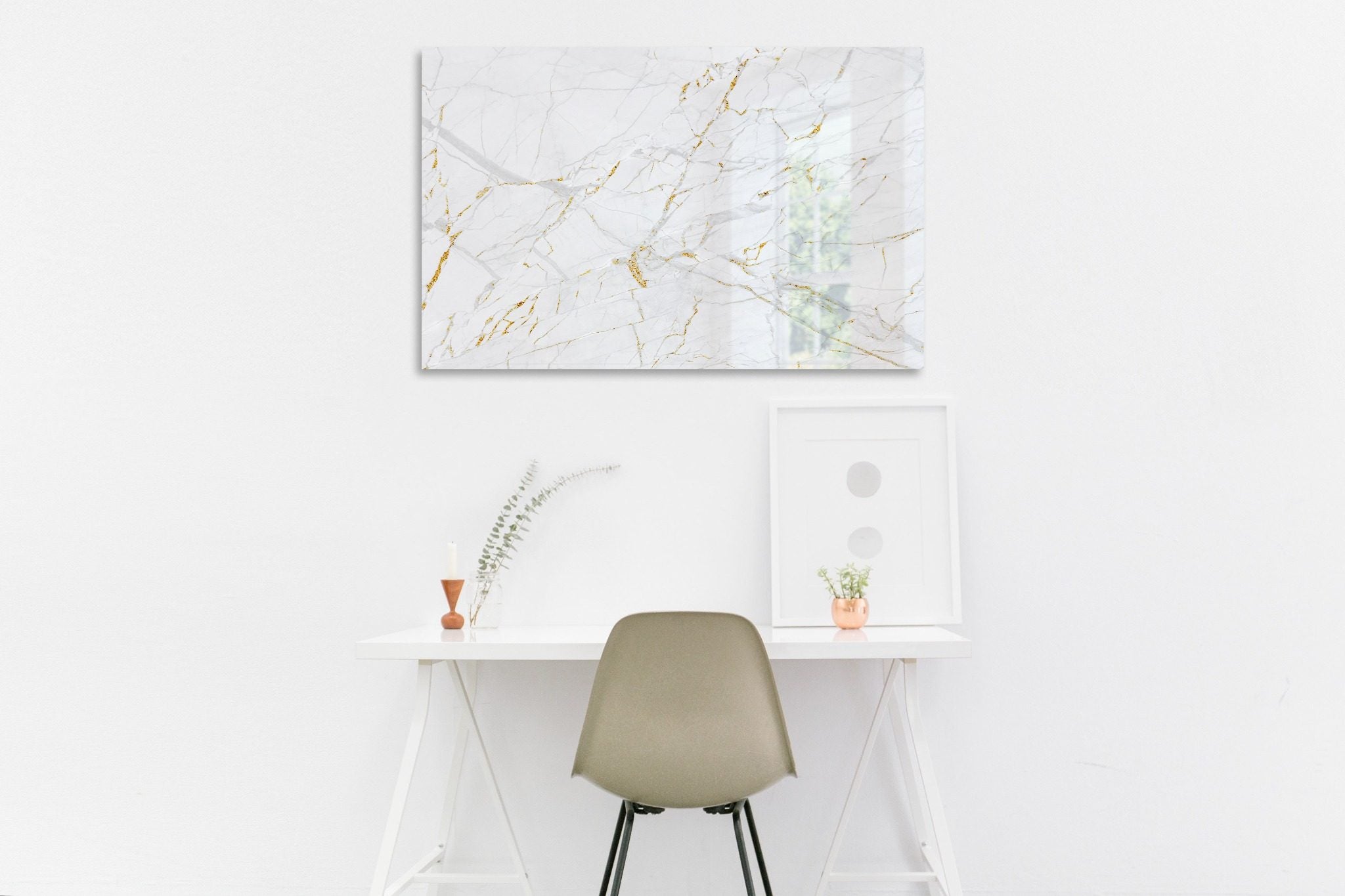 Mydesignglas Metalen Magneetborden - Whiteboard - Zonder lijst - Elk Type Magneet - Goud Marmer - Direct Leverbaar