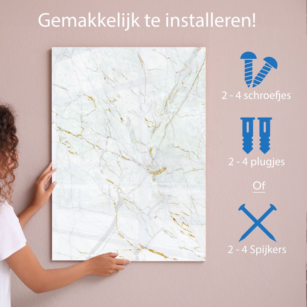 Mydesignglas Metalen Magneetborden - Whiteboard - Zonder lijst - Elk Type Magneet - Goud Marmer - Direct Leverbaar