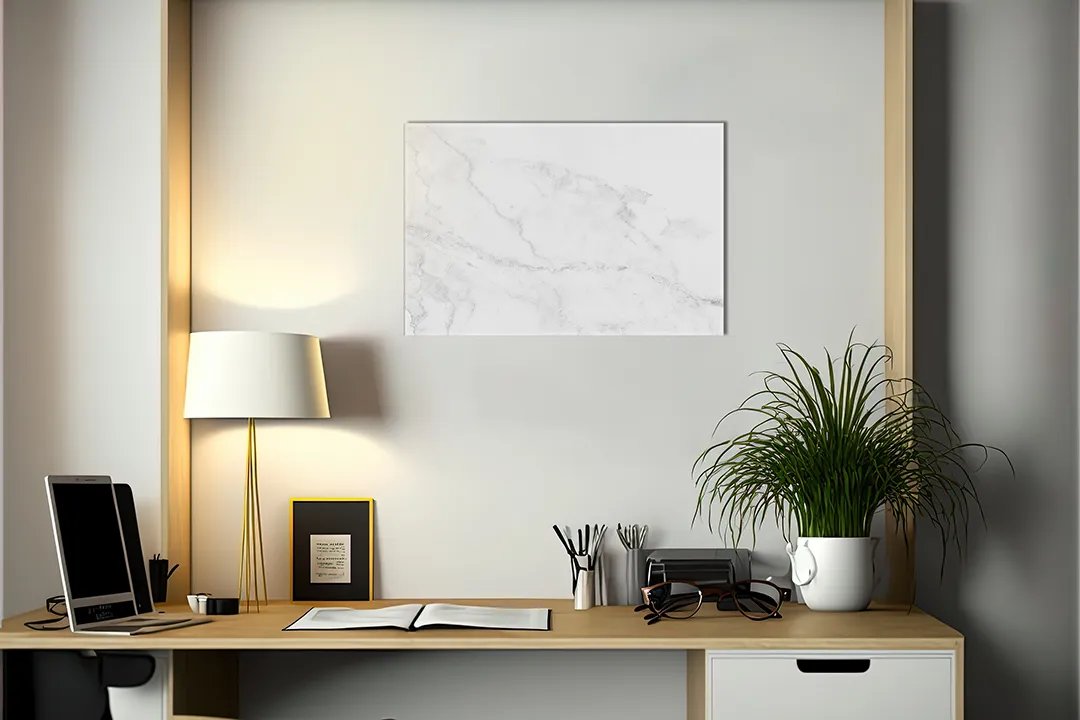 Mydesignglas Metalen Magneetborden - Whiteboard - Zonder lijst - Elk Type Magneet - Wit Marmer - Direct Leverbaar