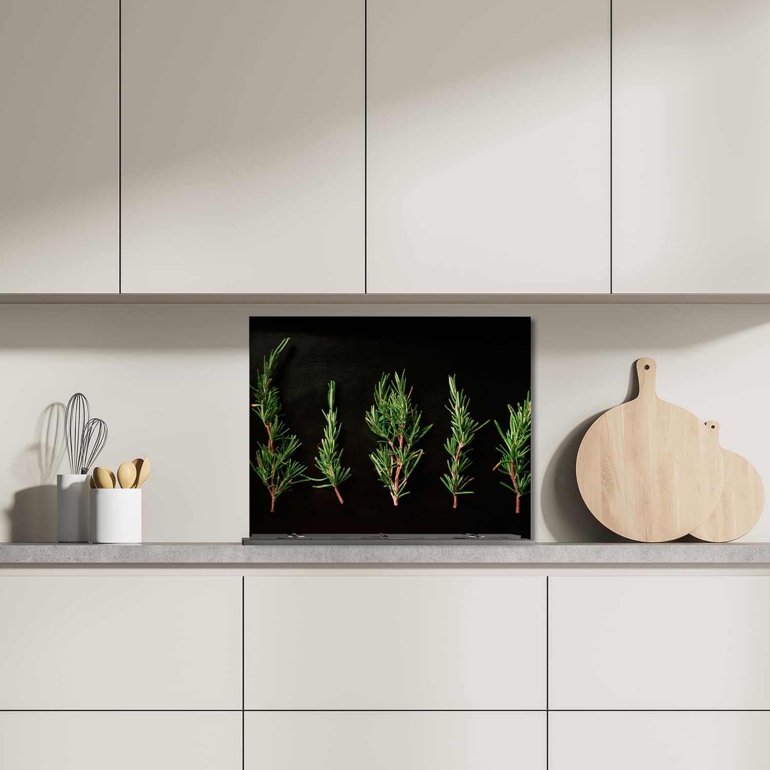 Eigen afmeting spatscherm-op-maat Keuken - Hittebestendig gehard glas - Verse Rozemarijntakjes