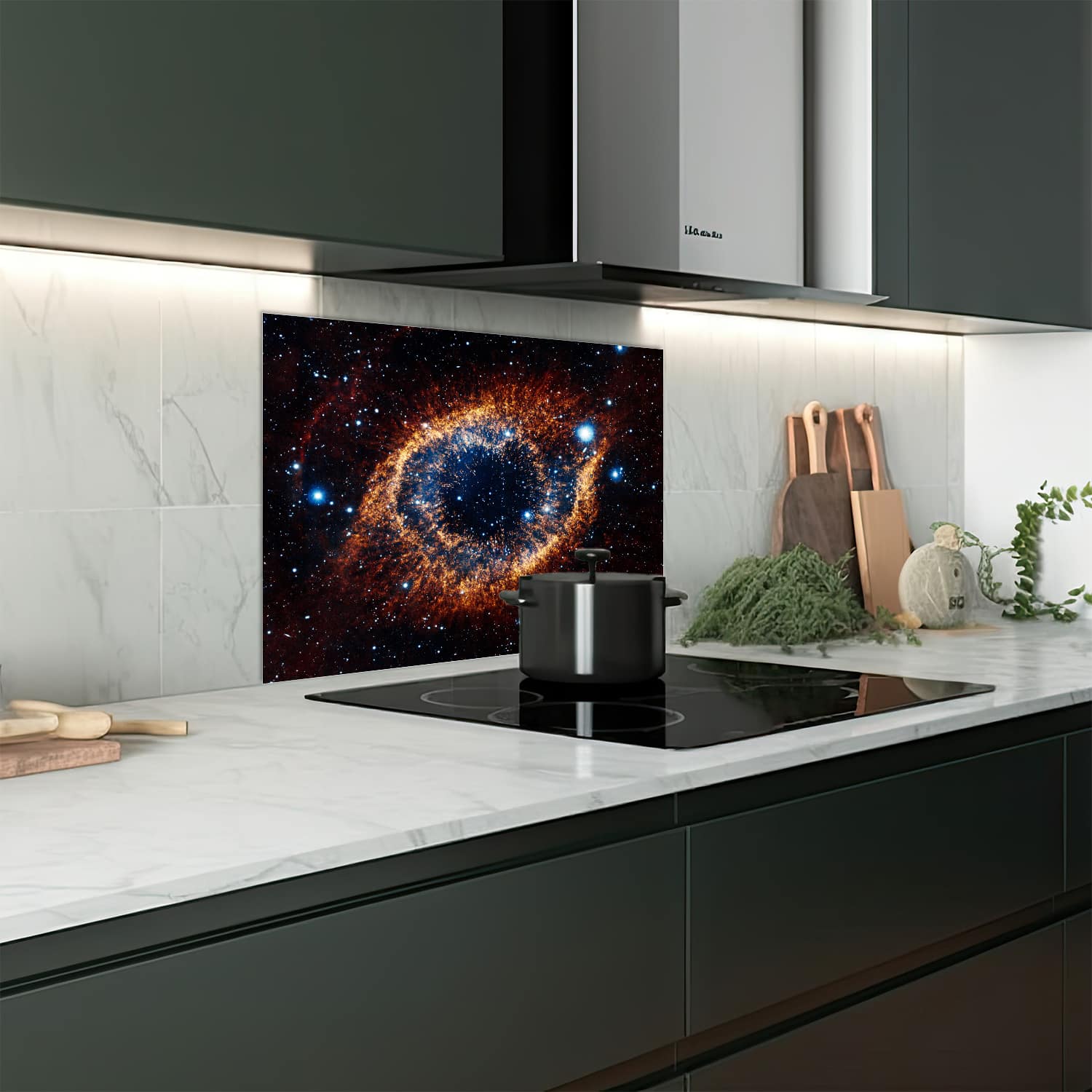 Eigen afmeting spatscherm-op-maat Keuken - Hittebestendig gehard glas - Nevel in de Ruimte