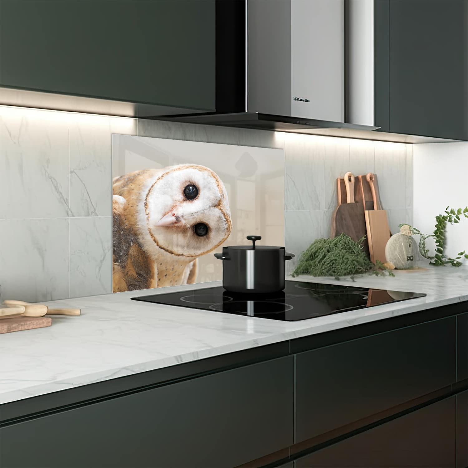 Eigen afmeting spatscherm-op-maat Keuken - Hittebestendig gehard glas - Kerkuil