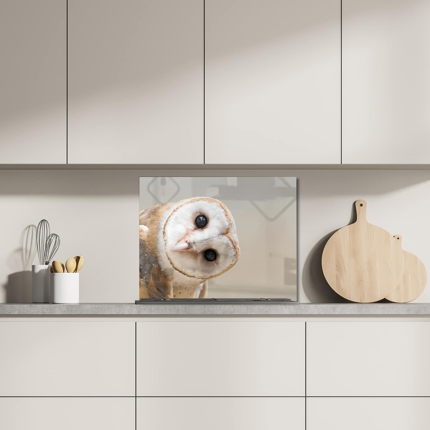 Eigen afmeting spatscherm-op-maat Keuken - Hittebestendig gehard glas - Kerkuil