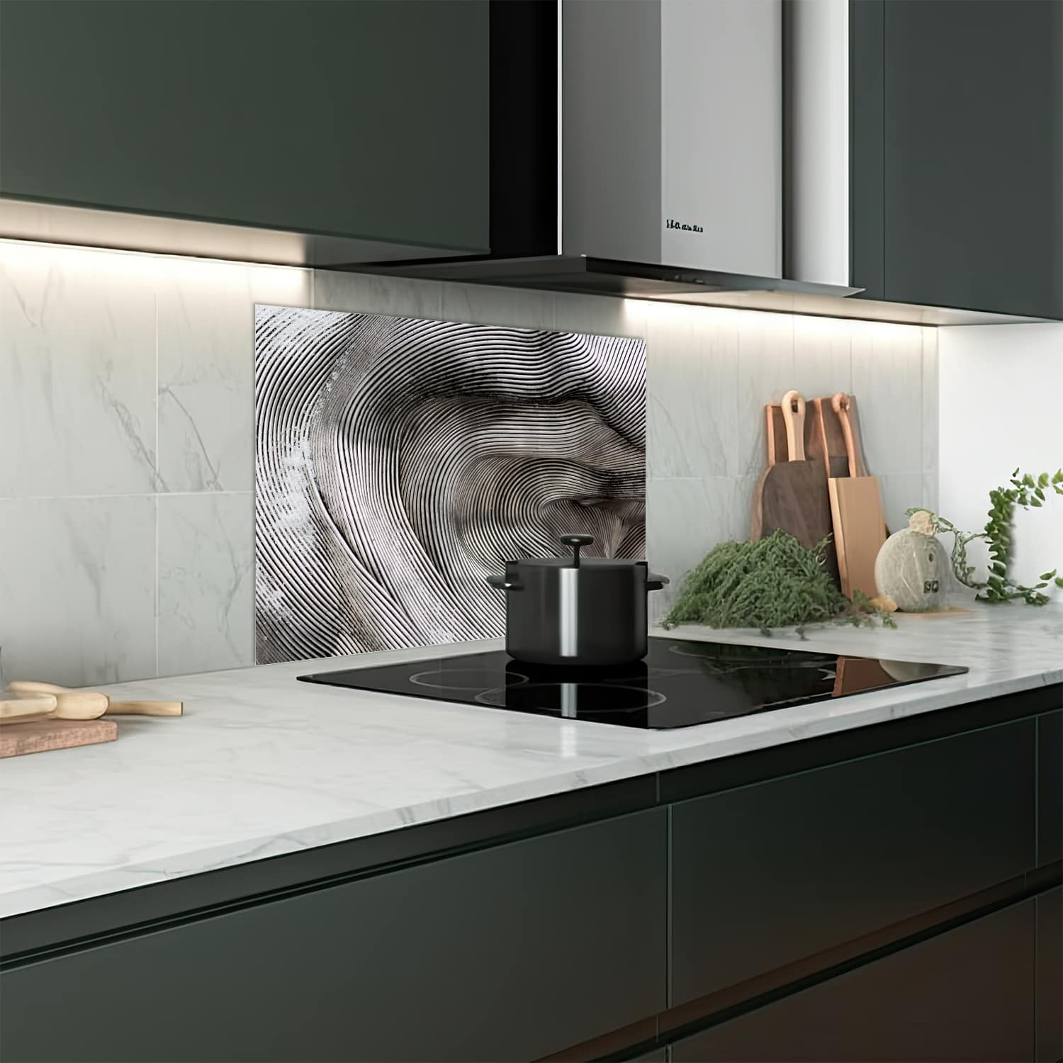 Eigen afmeting spatscherm-op-maat Keuken - Hittebestendig gehard glas - Gebogen Ijzer