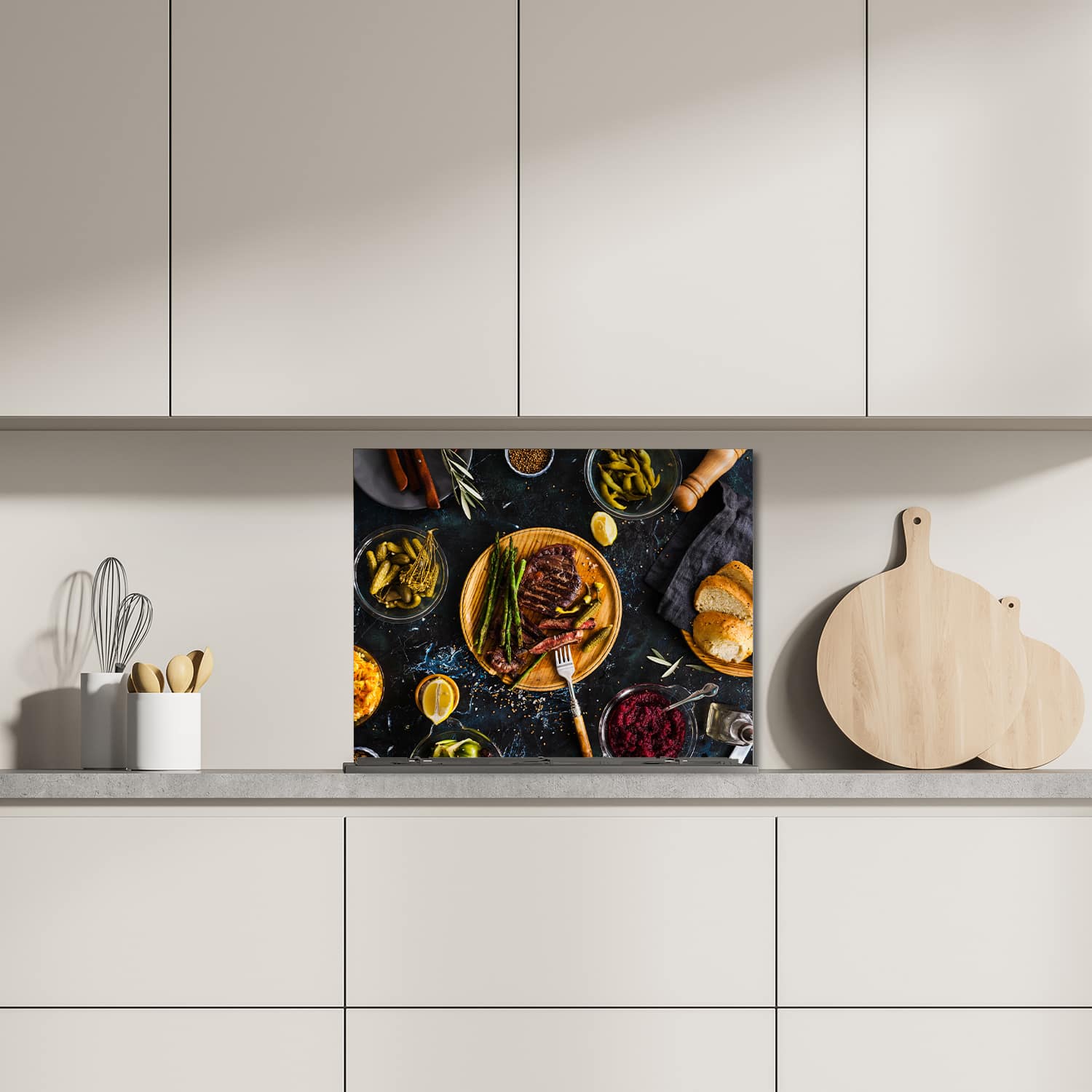 Eigen afmeting spatscherm-op-maat Keuken - Hittebestendig gehard glas - Gezellige Maaltijd
