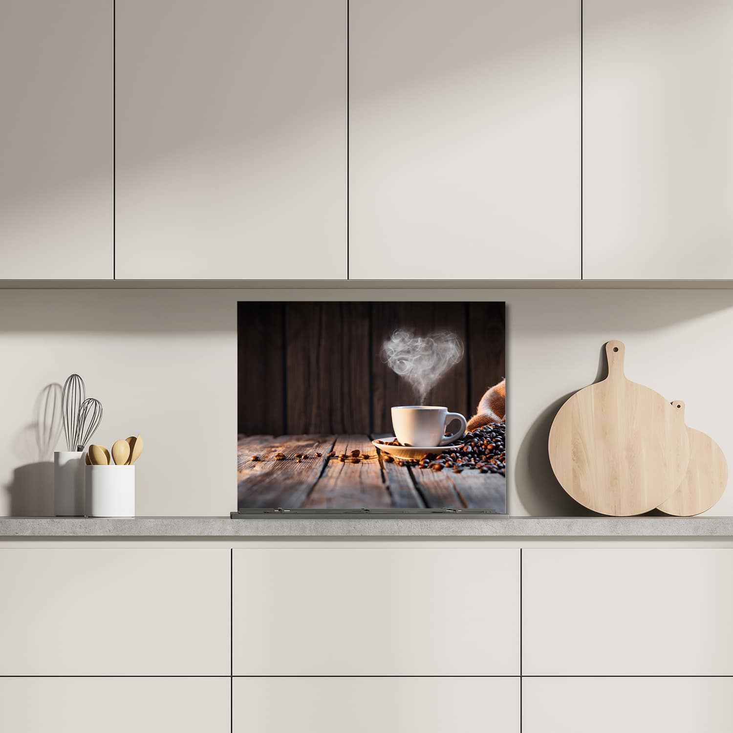 Eigen afmeting spatscherm-op-maat Keuken - Hittebestendig gehard glas - Koffie Moment