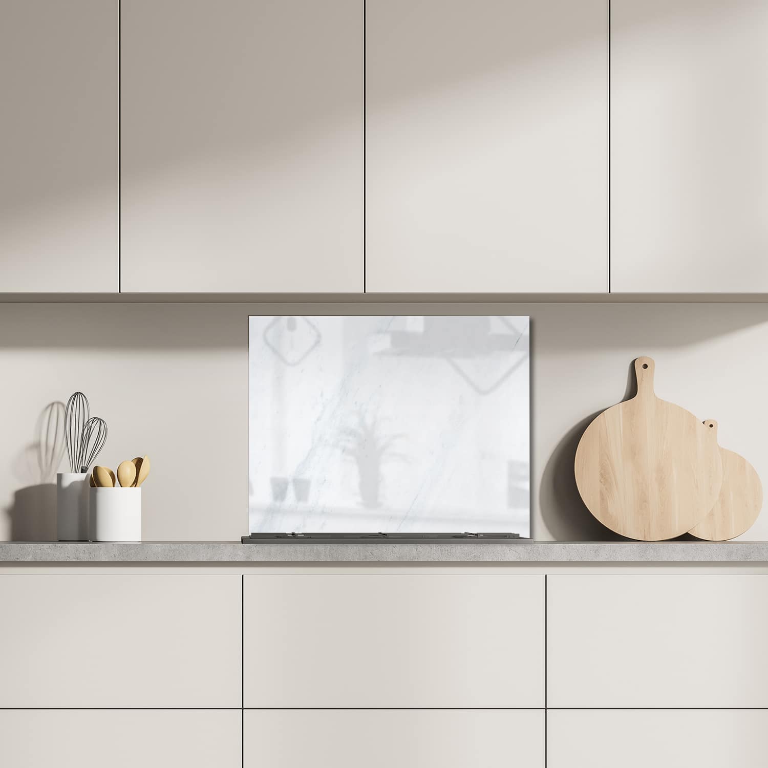 Eigen afmeting spatscherm-op-maat Keuken - Hittebestendig gehard glas - Wit Marmer