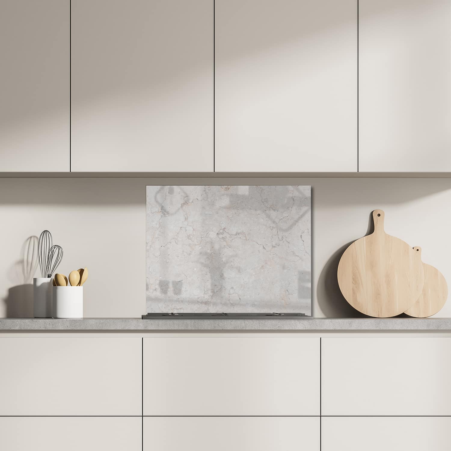 Eigen afmeting spatscherm-op-maat Keuken - Hittebestendig gehard glas - Klassieke Beige Marmer