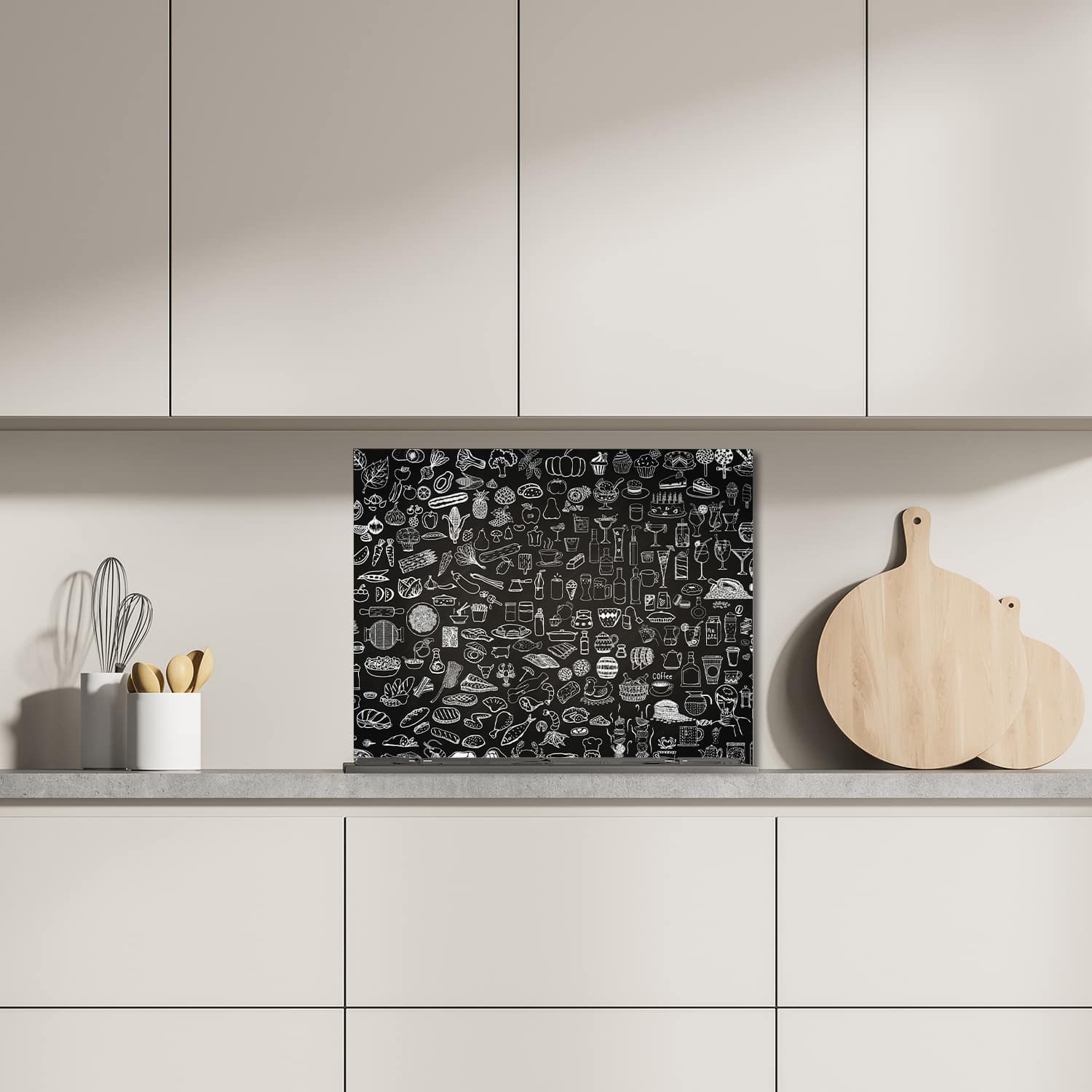 Eigen afmeting spatscherm-op-maat Keuken - Hittebestendig gehard glas - Keukentekeningen