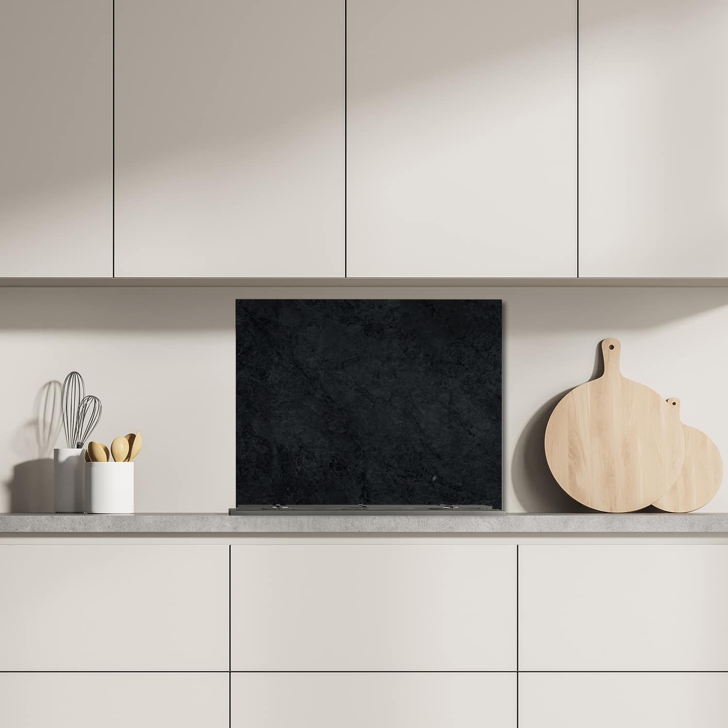 Eigen afmeting spatscherm-op-maat Keuken - Hittebestendig gehard glas - Zwart Marmer