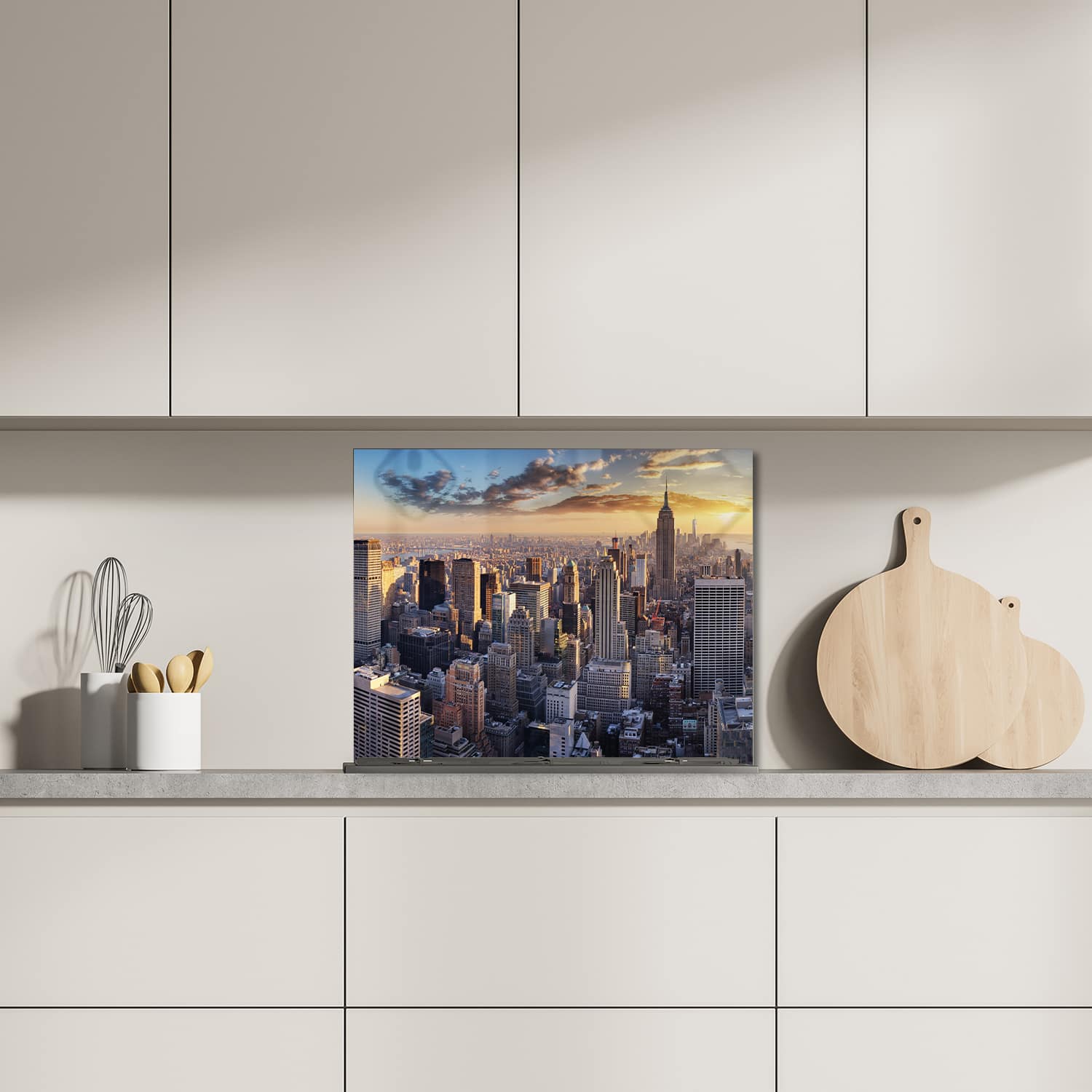 Eigen afmeting spatscherm-op-maat Keuken - Hittebestendig gehard glas - Zonsondergang over New York City