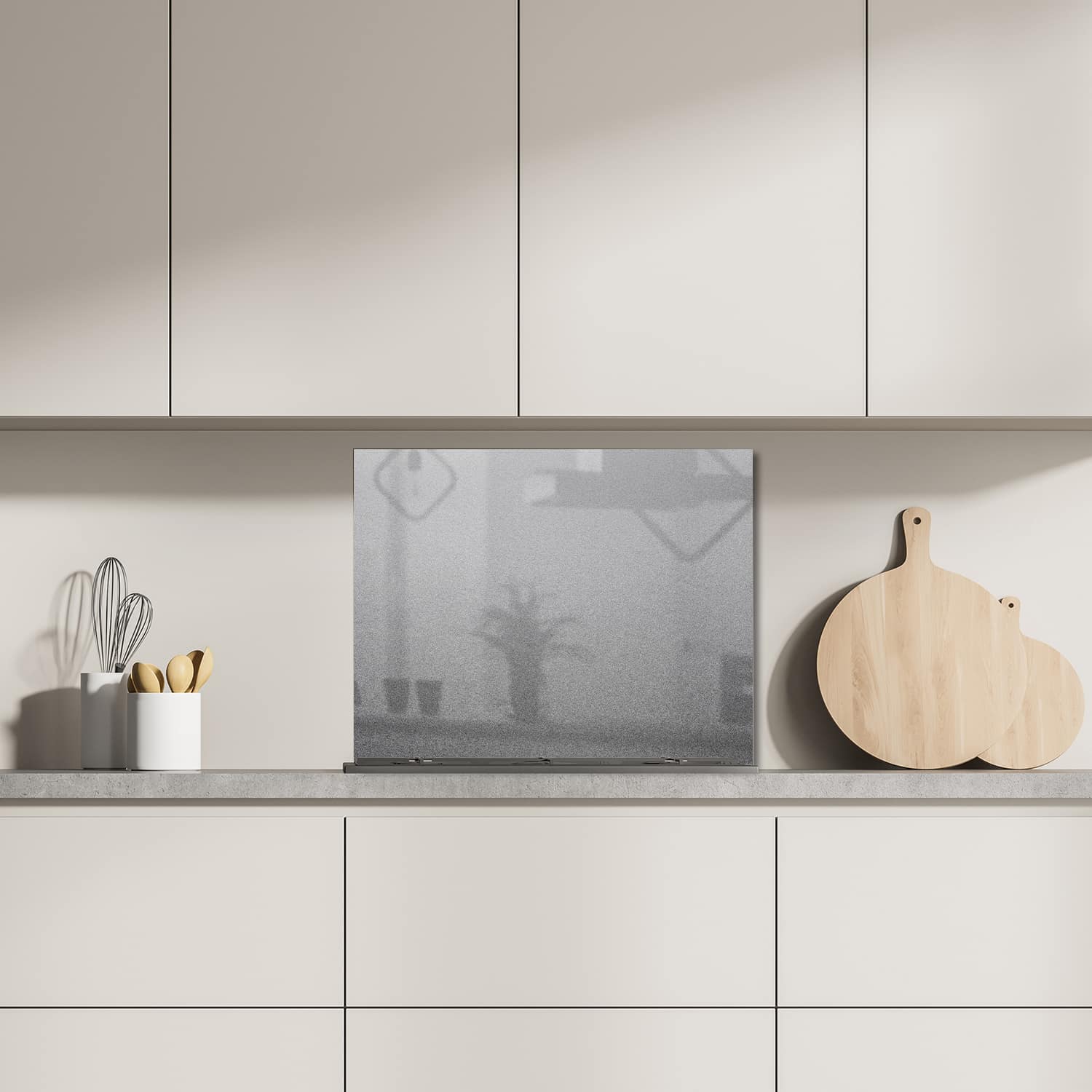 Eigen afmeting spatscherm-op-maat Keuken - Hittebestendig gehard glas - Mat Zilver