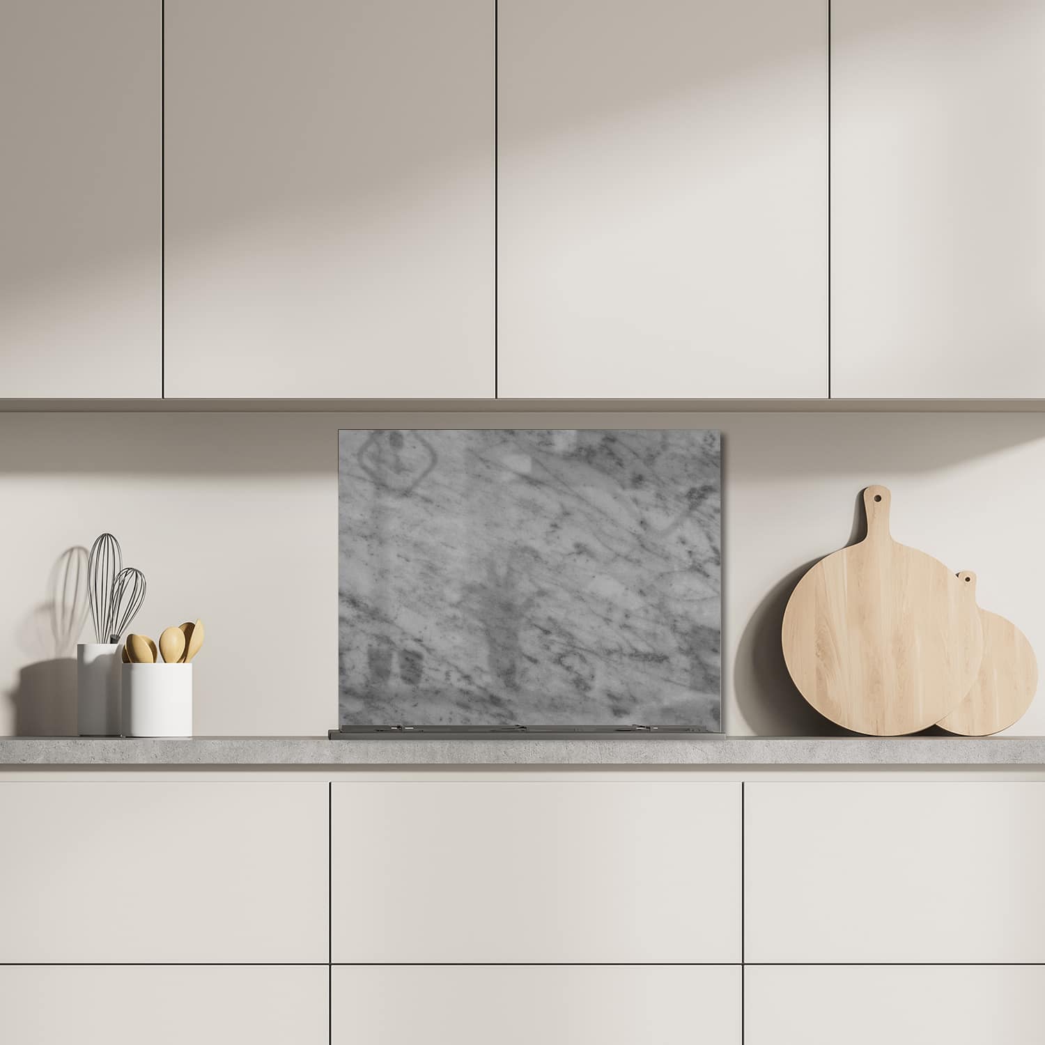 Eigen afmeting spatscherm-op-maat Keuken - Hittebestendig gehard glas - Rustieke Grijze Marmer