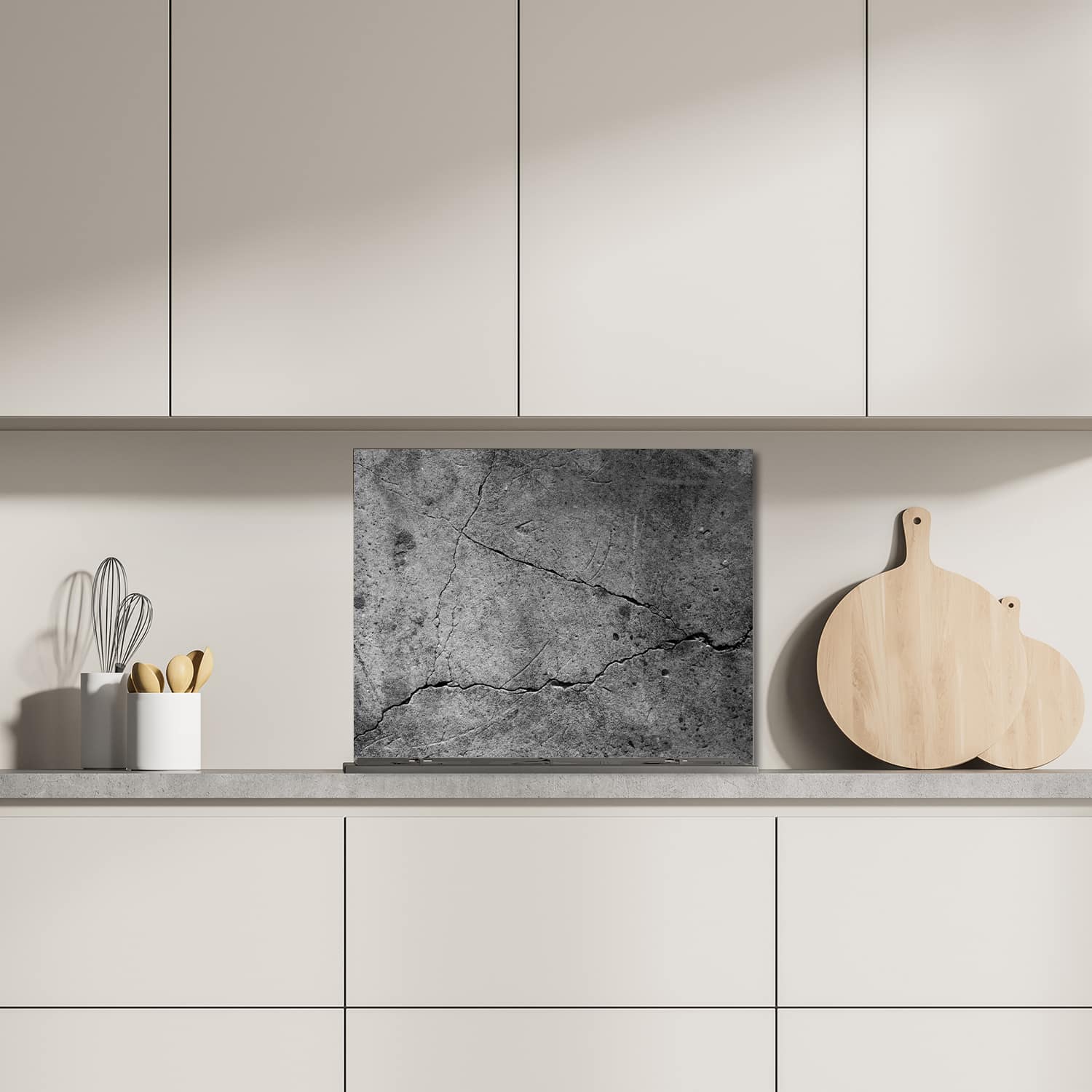 Eigen afmeting spatscherm-op-maat Keuken - Hittebestendig gehard glas - Beton met Scheuren