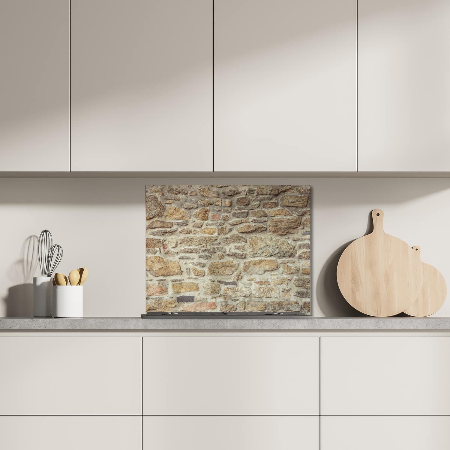 Eigen afmeting spatscherm-op-maat Keuken - Hittebestendig gehard glas - Graniet Stenen Muur