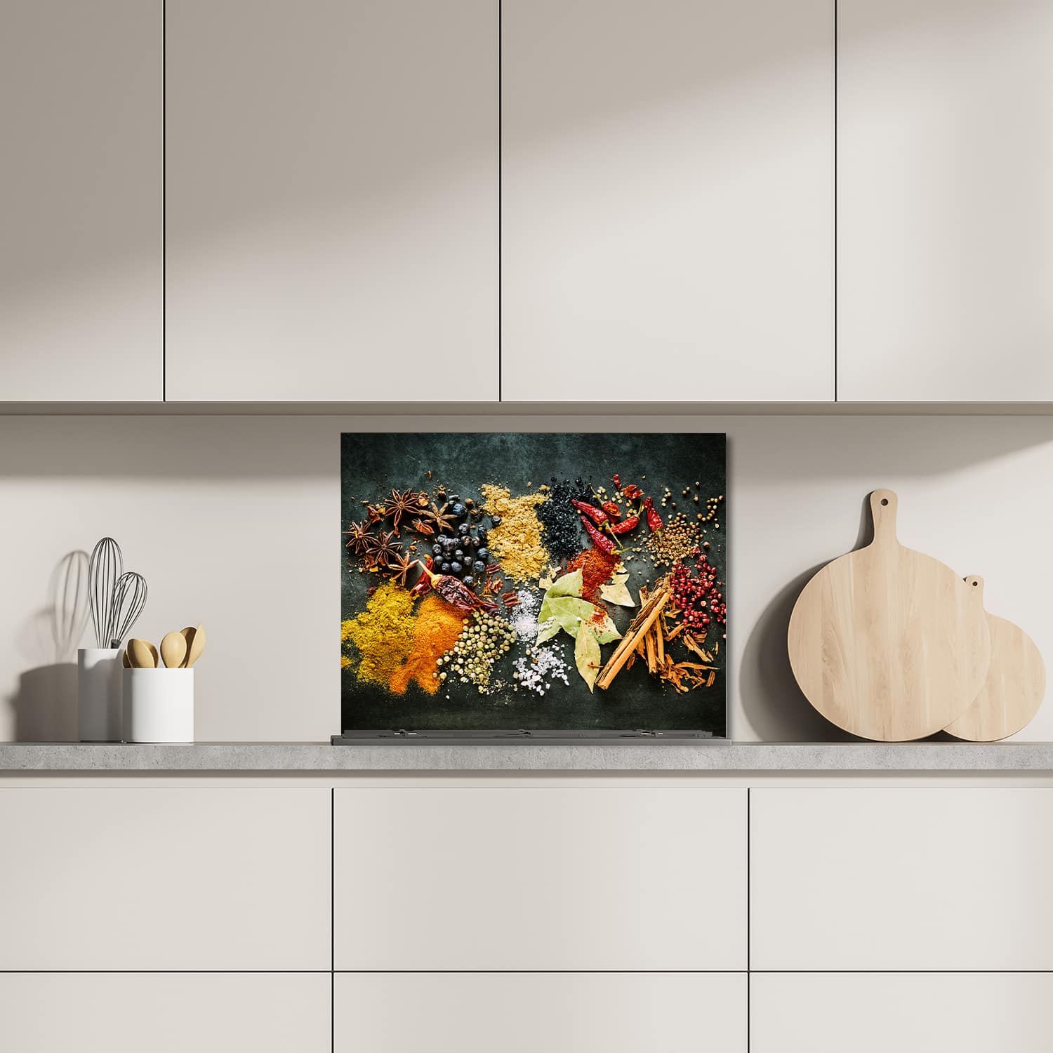 Eigen afmeting spatscherm-op-maat Keuken - Hittebestendig gehard glas - Smaakexplosie van Specerijen