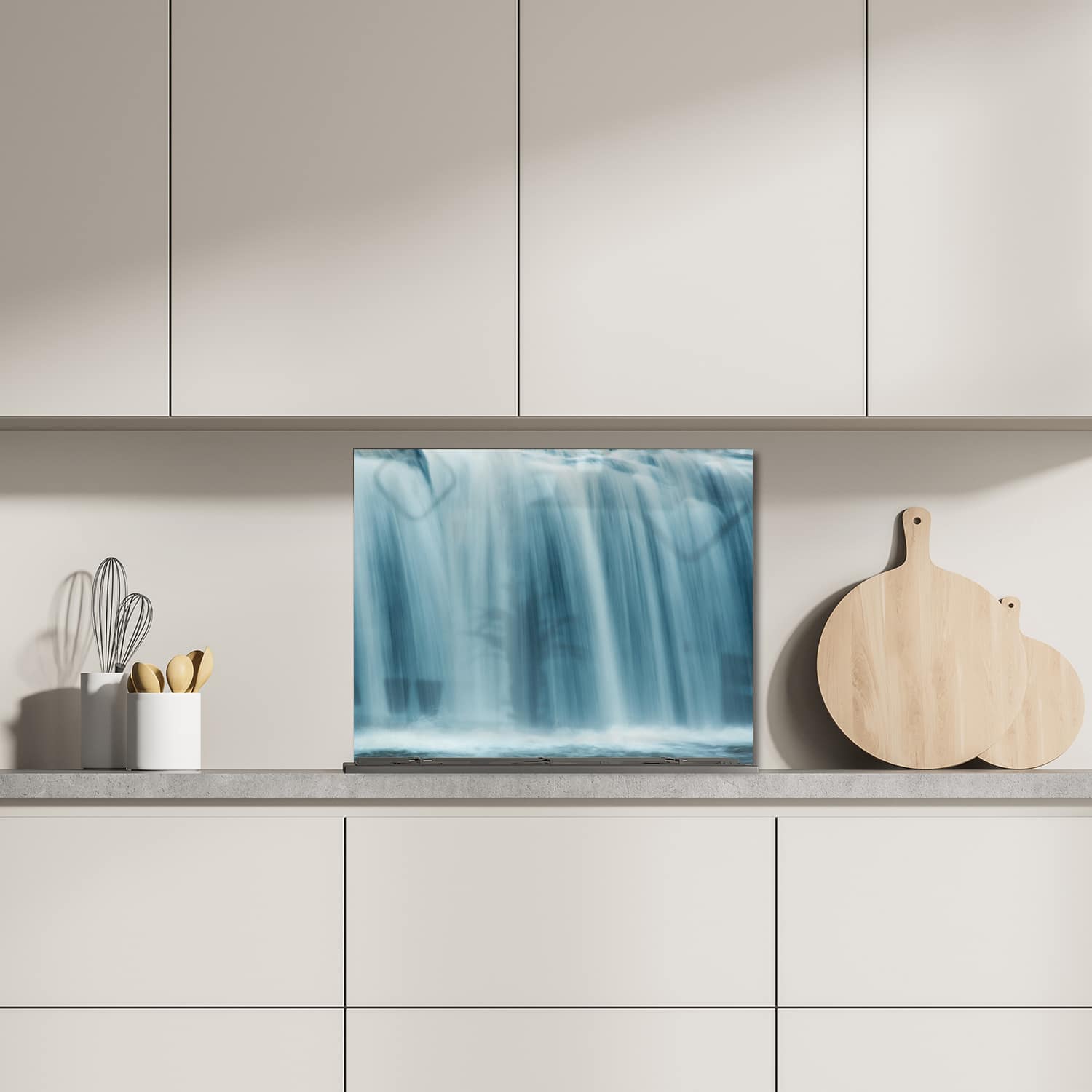Eigen afmeting spatscherm-op-maat Keuken - Hittebestendig gehard glas - Waterval