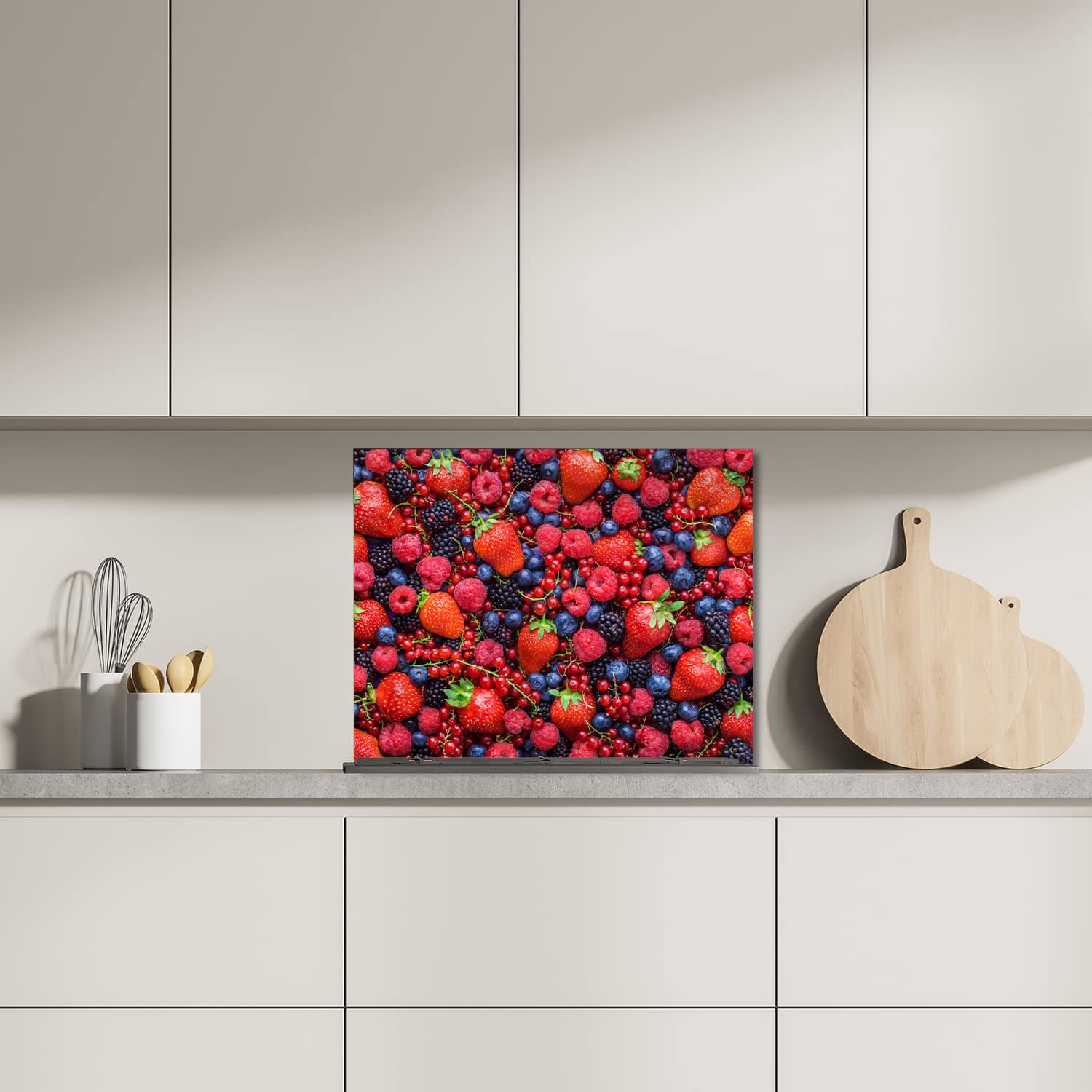 Eigen afmeting spatscherm-op-maat Keuken - Hittebestendig gehard glas - Zomerfruit