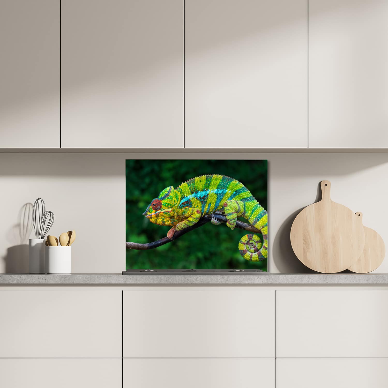 Eigen afmeting spatscherm-op-maat Keuken - Hittebestendig gehard glas - Panterkameleon