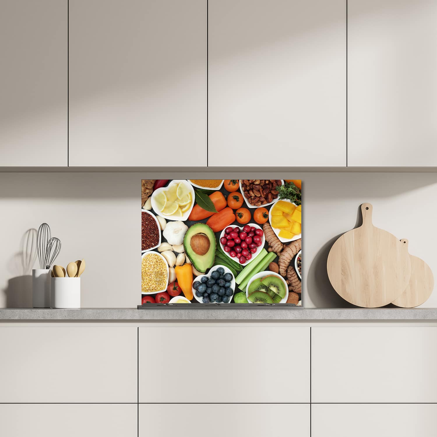 Eigen afmeting spatscherm-op-maat Keuken - Hittebestendig gehard glas - Gezonde IngrediÃÆ Æ Â«nten