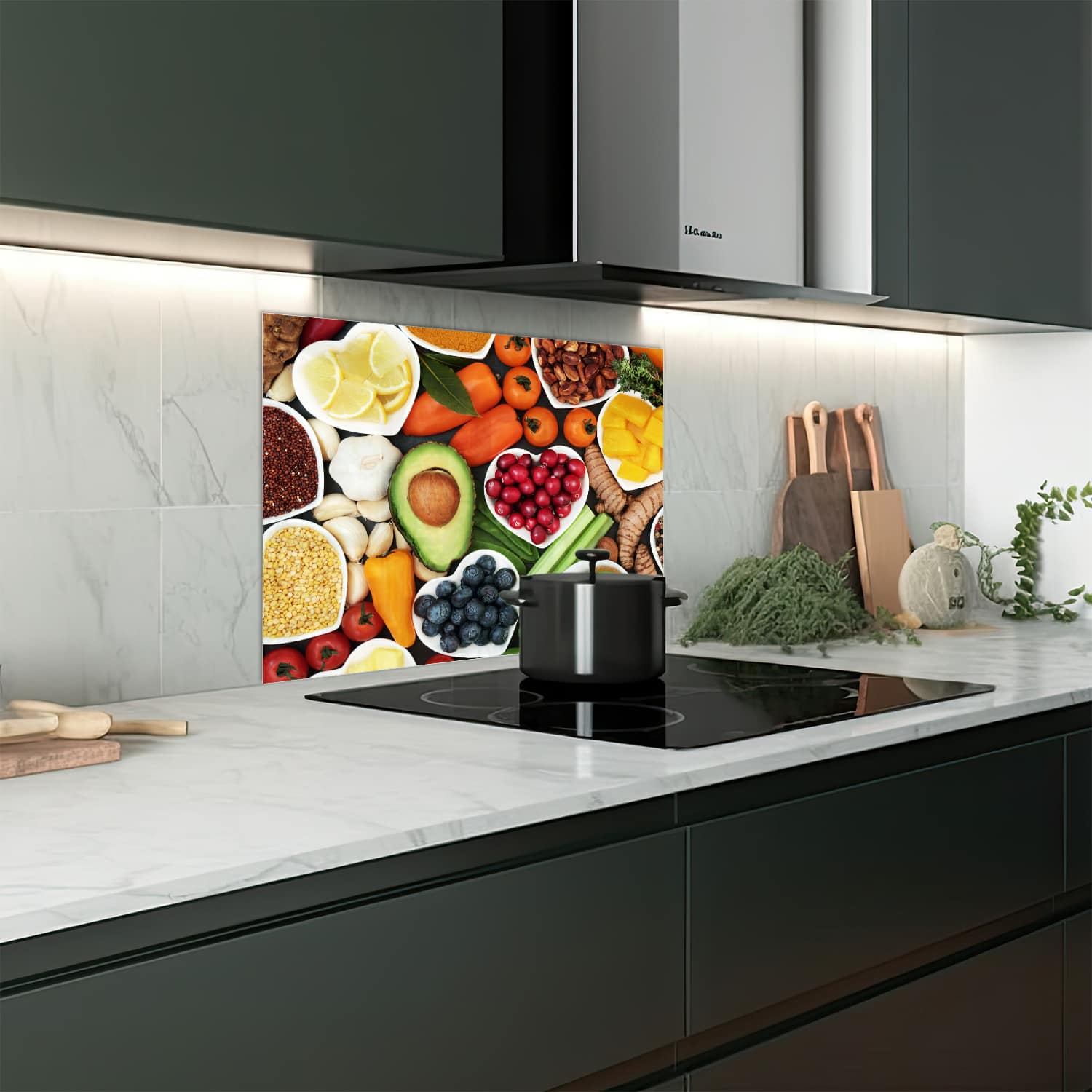 Eigen afmeting spatscherm-op-maat Keuken - Hittebestendig gehard glas - Gezonde IngrediÃÆ Æ Â«nten