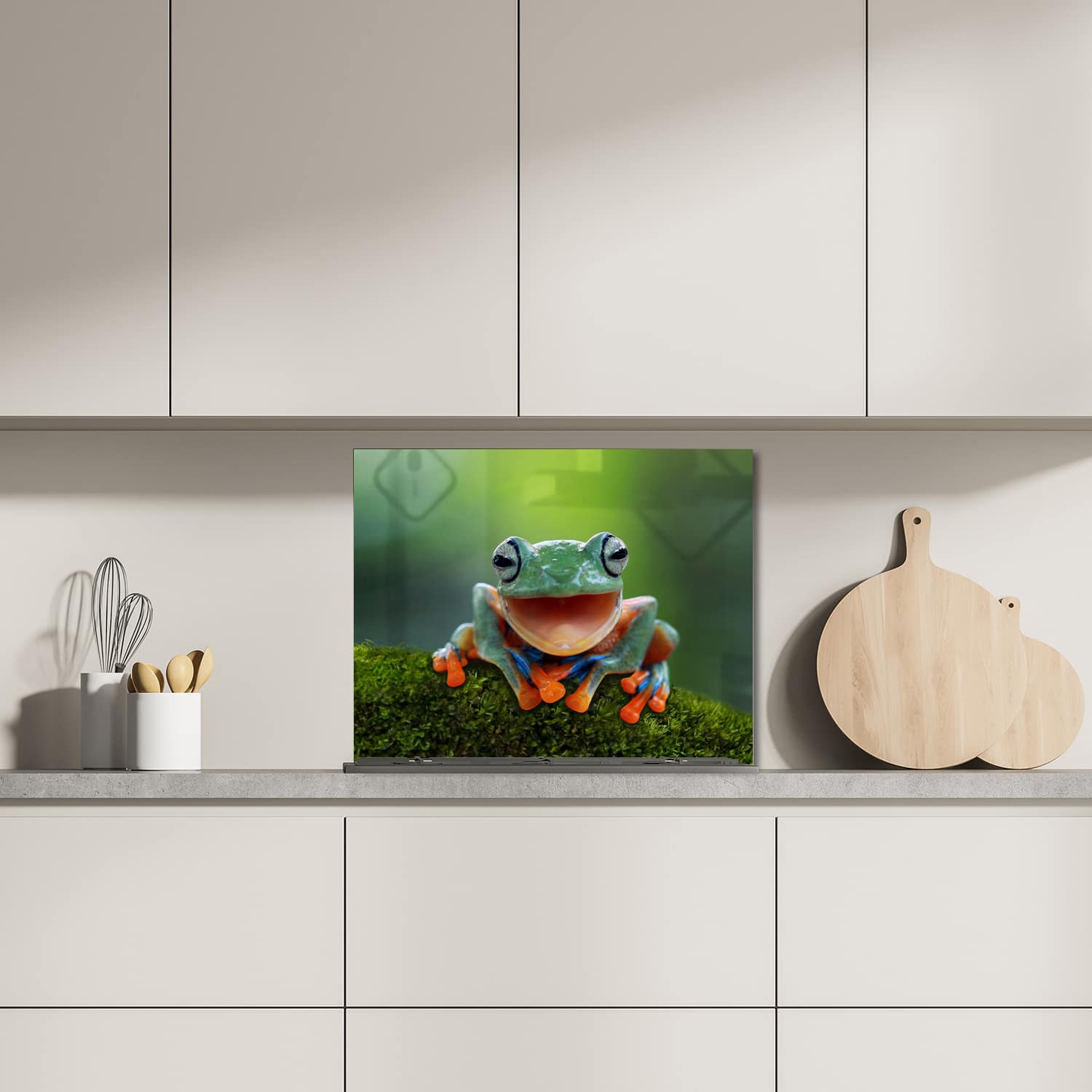 Eigen afmeting spatscherm-op-maat Keuken - Hittebestendig gehard glas - Boomkikker