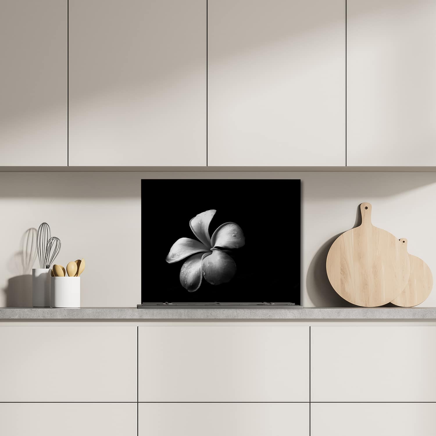 Eigen afmeting spatscherm-op-maat Keuken - Hittebestendig gehard glas - Plumeria