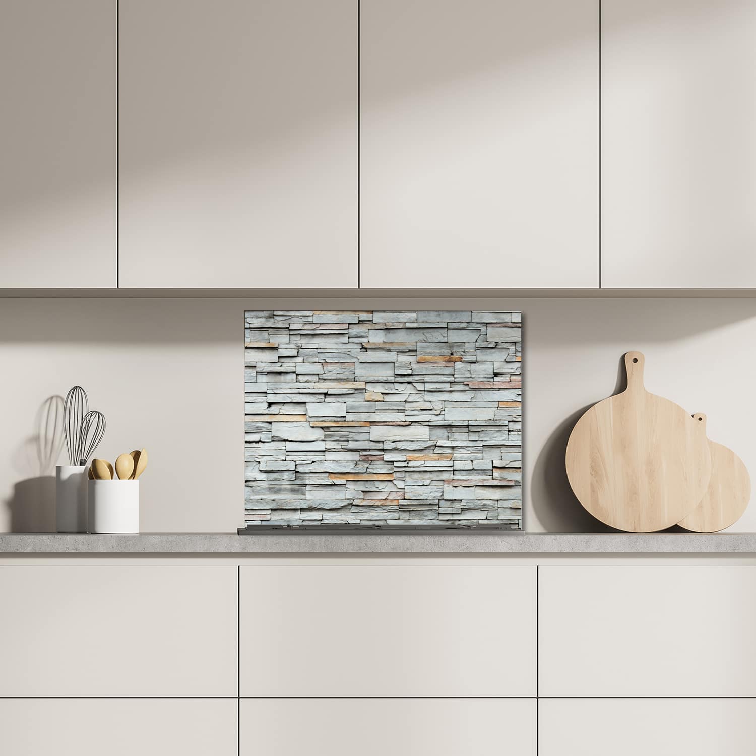 Eigen afmeting spatscherm-op-maat Keuken - Hittebestendig gehard glas - Stenen Muur