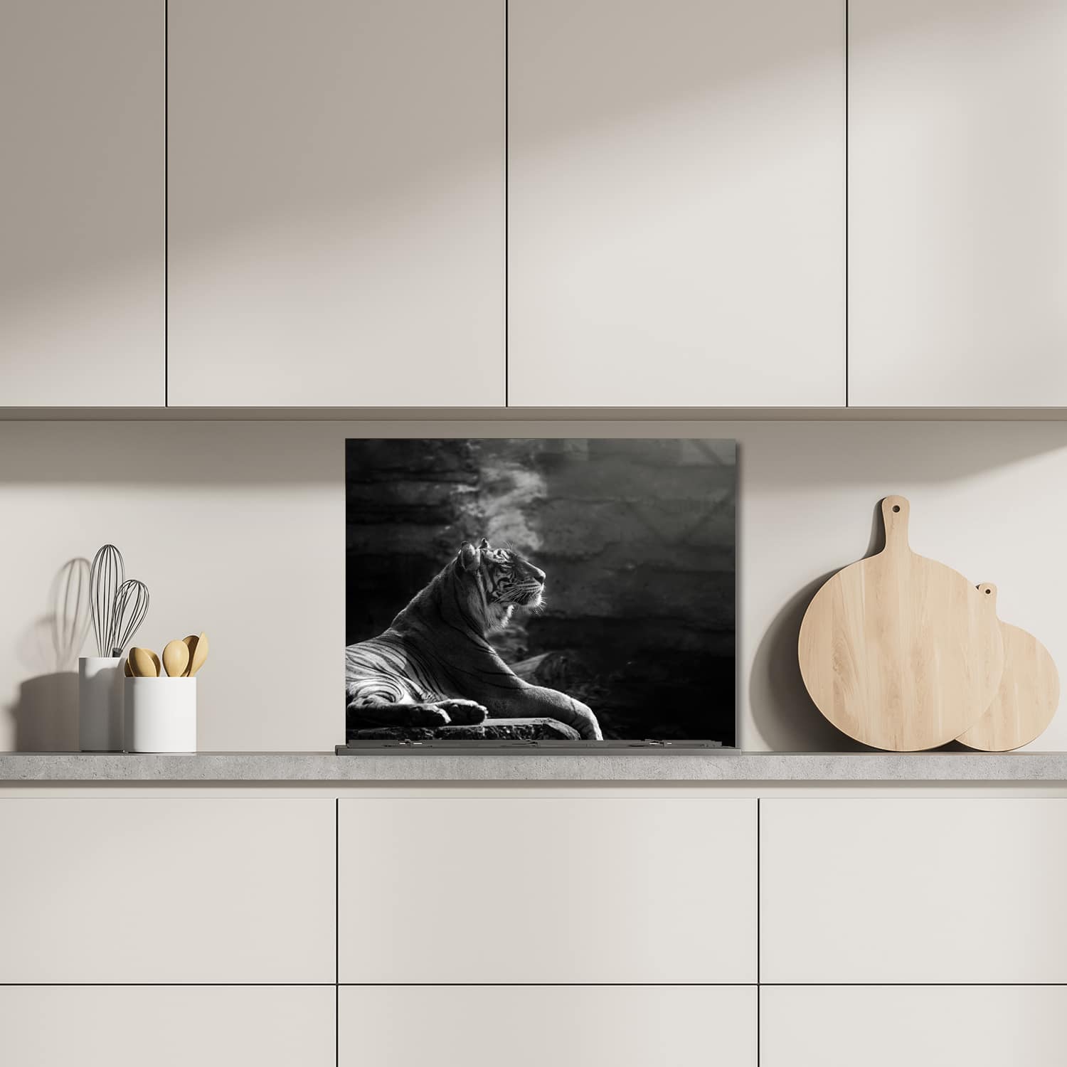 Eigen afmeting spatscherm-op-maat Keuken - Hittebestendig gehard glas - Sumatraanse Tijger