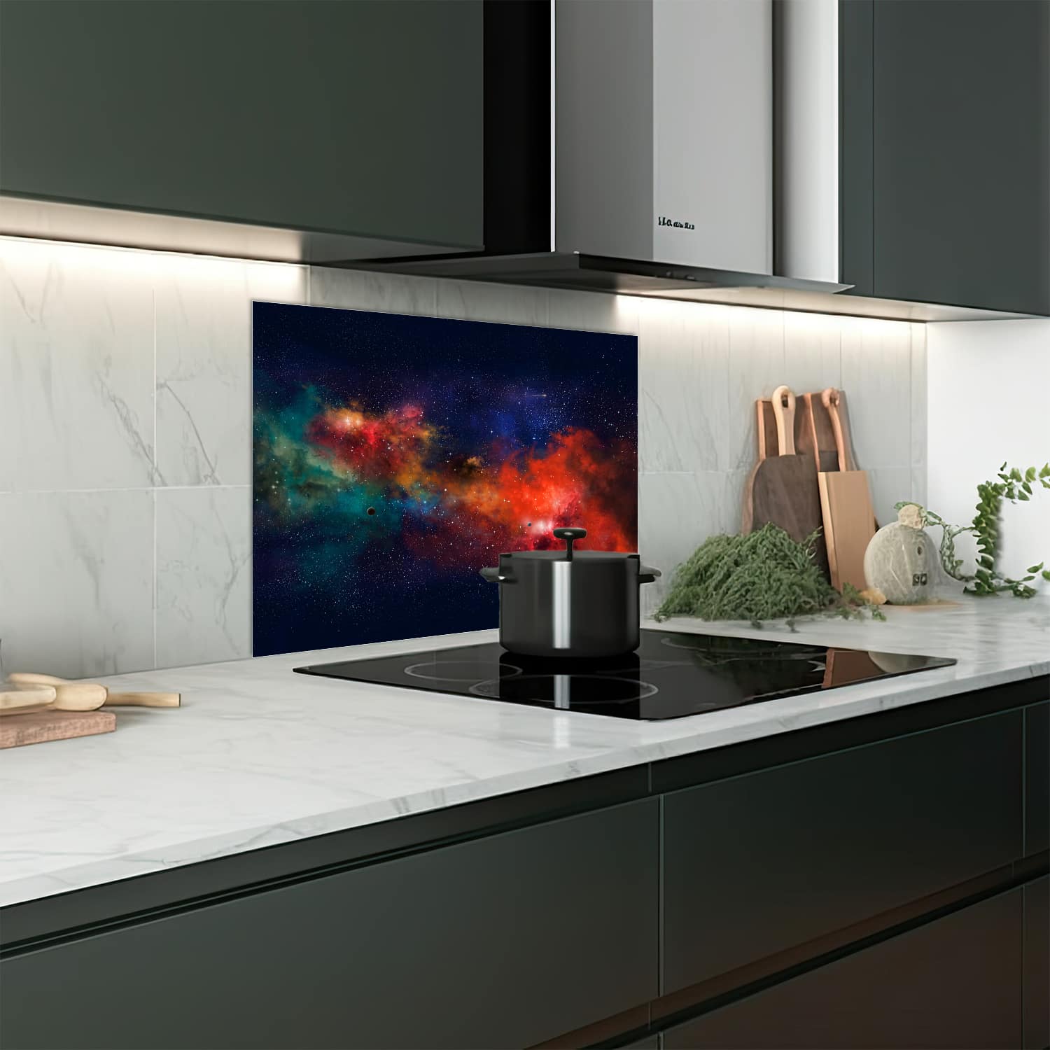 Eigen afmeting spatscherm-op-maat Keuken - Hittebestendig gehard glas - Kleurrijke Hemel