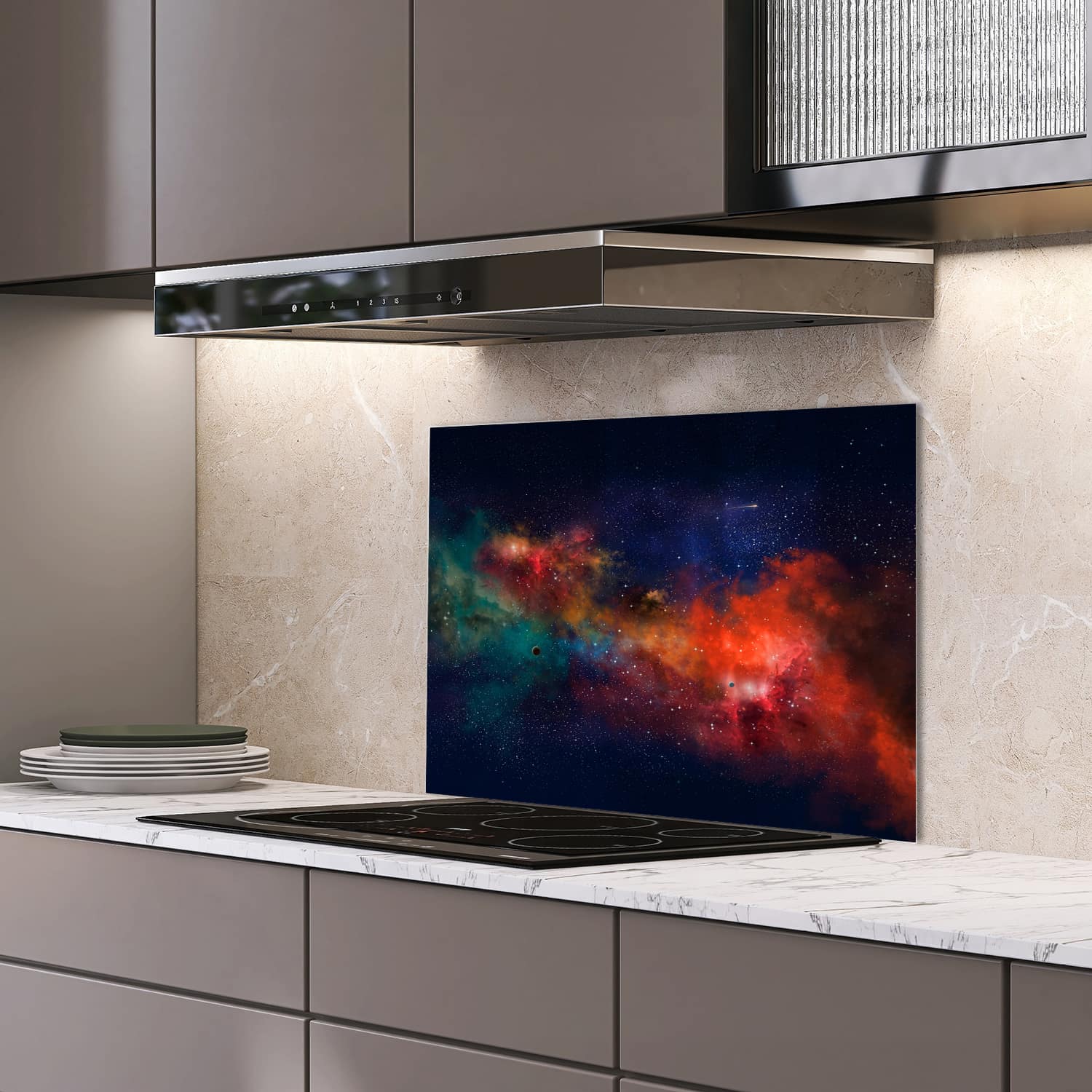 Eigen afmeting spatscherm-op-maat Keuken - Hittebestendig gehard glas - Kleurrijke Hemel