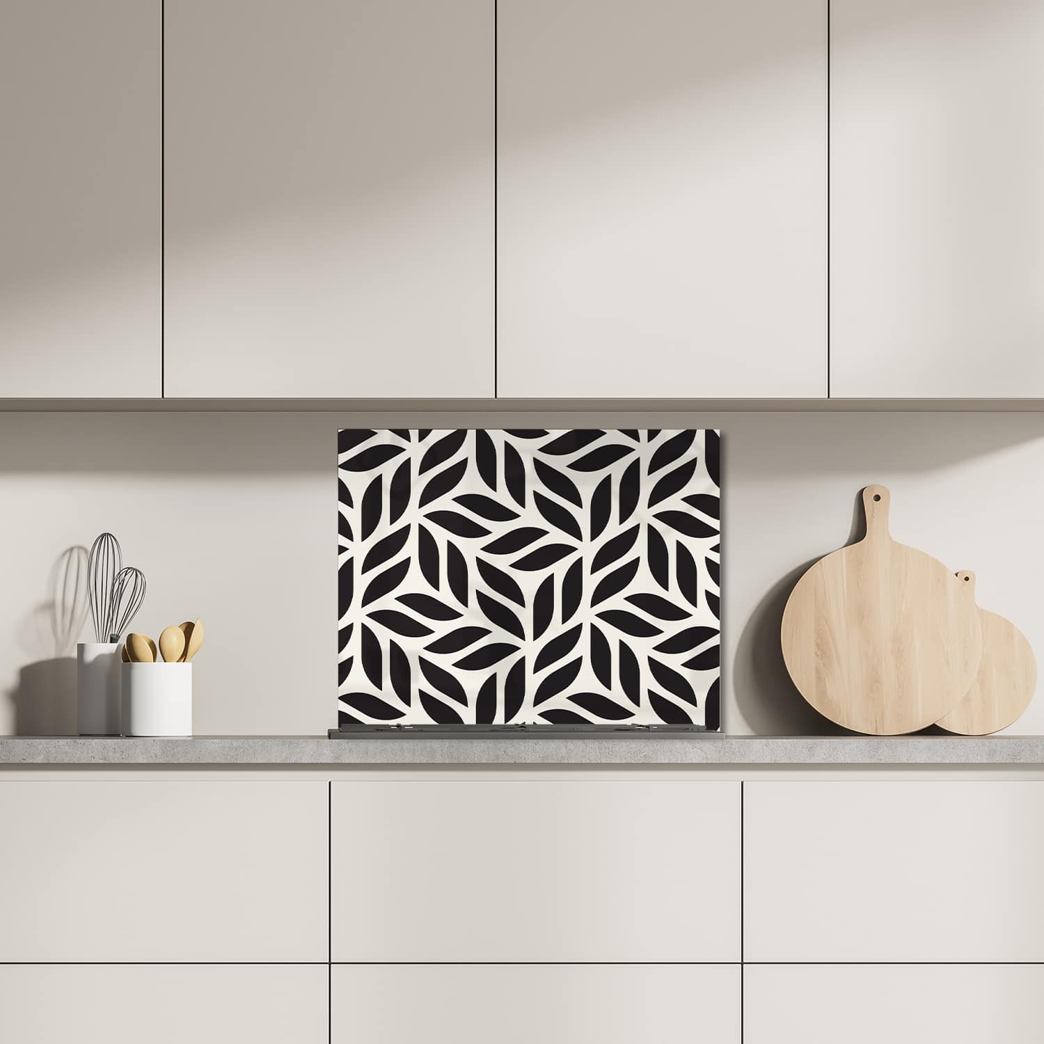 Eigen afmeting spatscherm-op-maat Keuken - Hittebestendig gehard glas - Geometrische Abstracte Structuur
