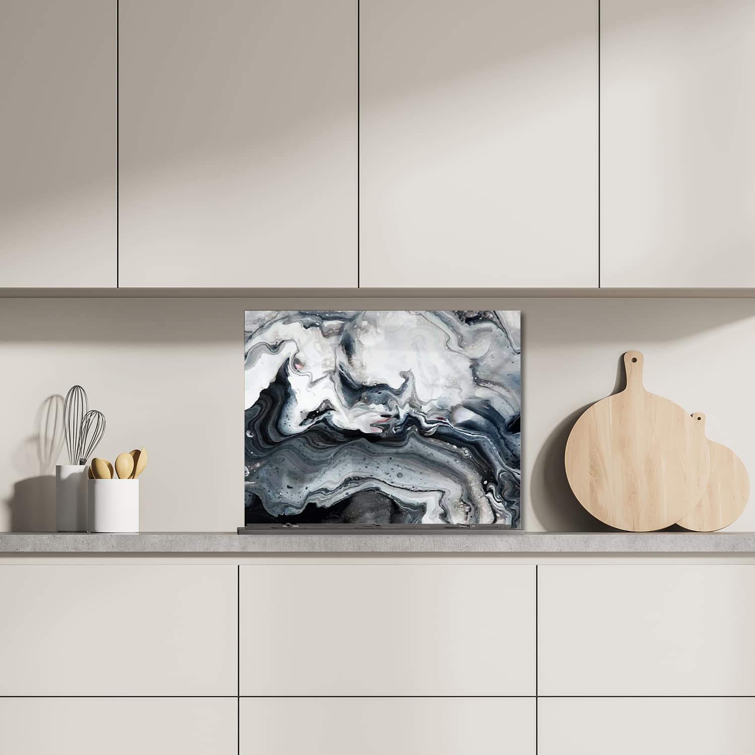 Eigen afmeting spatscherm-op-maat Keuken - Hittebestendig gehard glas - Marmer Golfpatroon