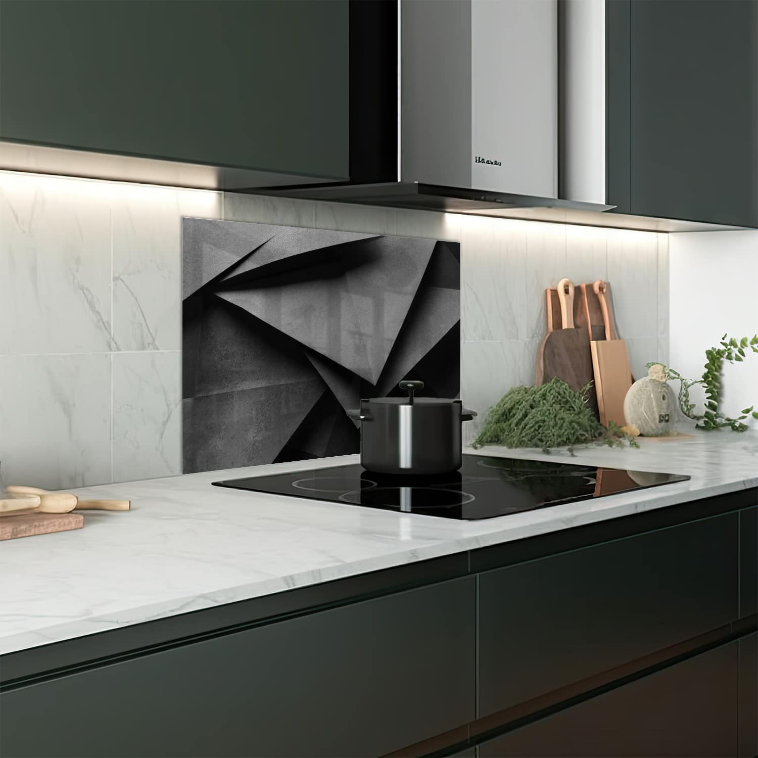 Eigen afmeting spatscherm-op-maat Keuken - Hittebestendig gehard glas - Geometrishe Vormen