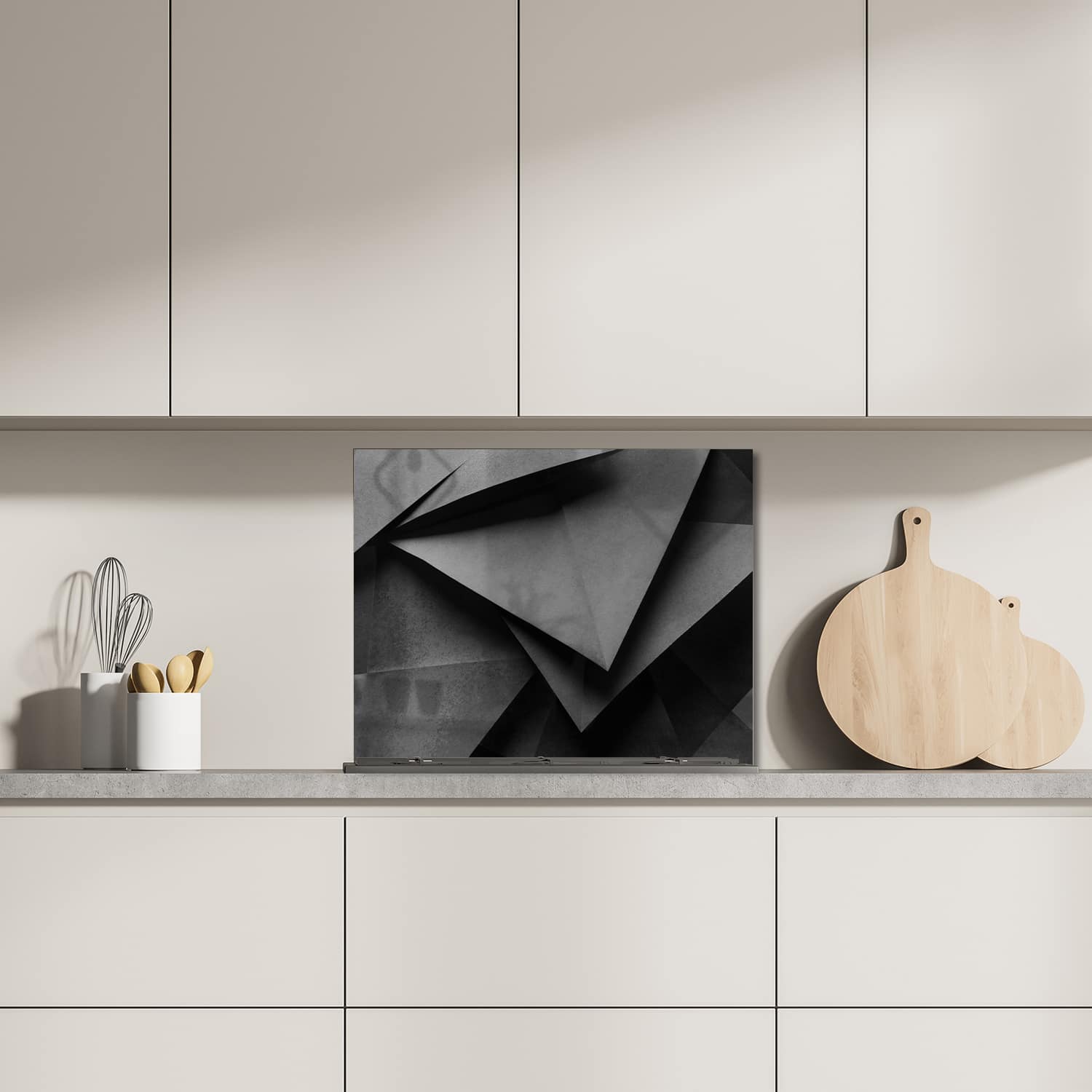 Eigen afmeting spatscherm-op-maat Keuken - Hittebestendig gehard glas - Geometrishe Vormen