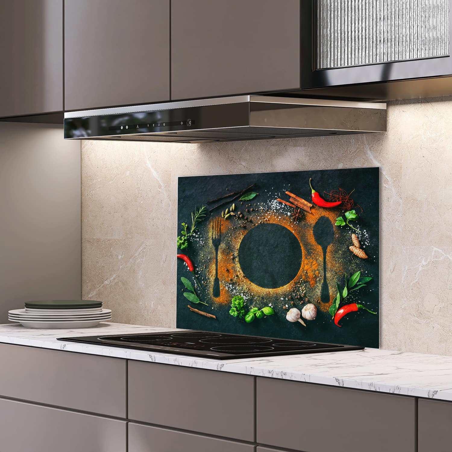 Eigen afmeting spatscherm-op-maat Keuken - Hittebestendig gehard glas - De Kunst van Koken