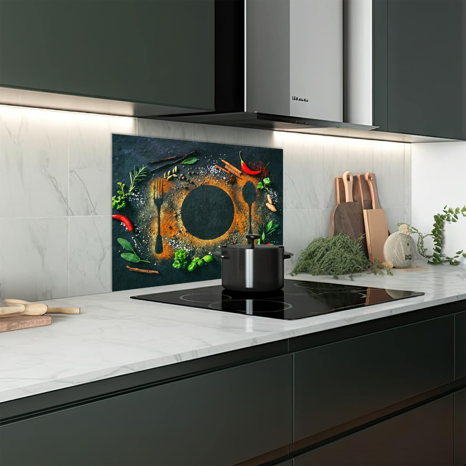 Eigen afmeting spatscherm-op-maat Keuken - Hittebestendig gehard glas - De Kunst van Koken