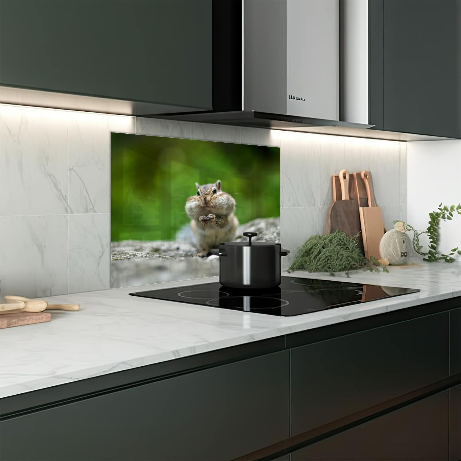 Eigen afmeting spatscherm-op-maat Keuken - Hittebestendig gehard glas - Eekhoorn