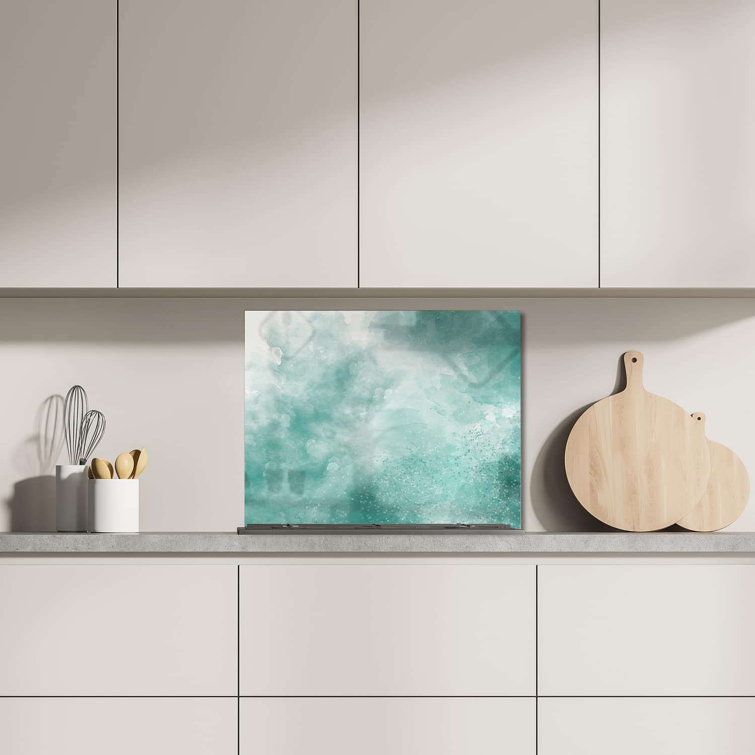 Eigen afmeting spatscherm-op-maat Keuken - Hittebestendig gehard glas - Groene Waterverf
