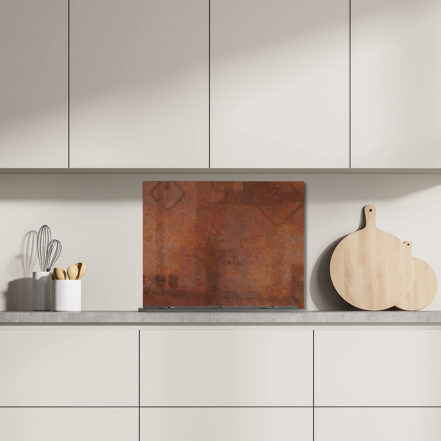 Eigen afmeting spatscherm-op-maat Keuken - Hittebestendig gehard glas - Roest Textuur