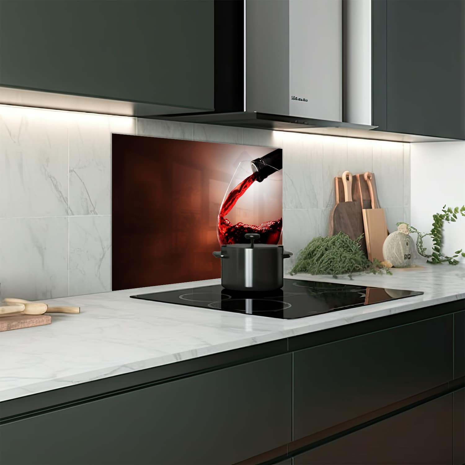 Eigen afmeting spatscherm-op-maat Keuken - Hittebestendig gehard glas - Wijnschenking