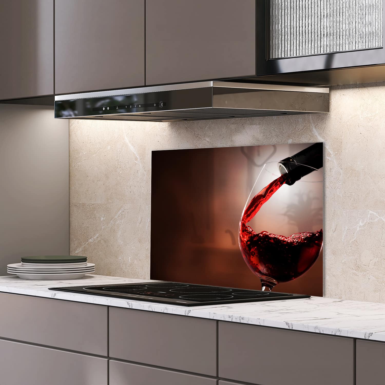 Eigen afmeting spatscherm-op-maat Keuken - Hittebestendig gehard glas - Wijnschenking