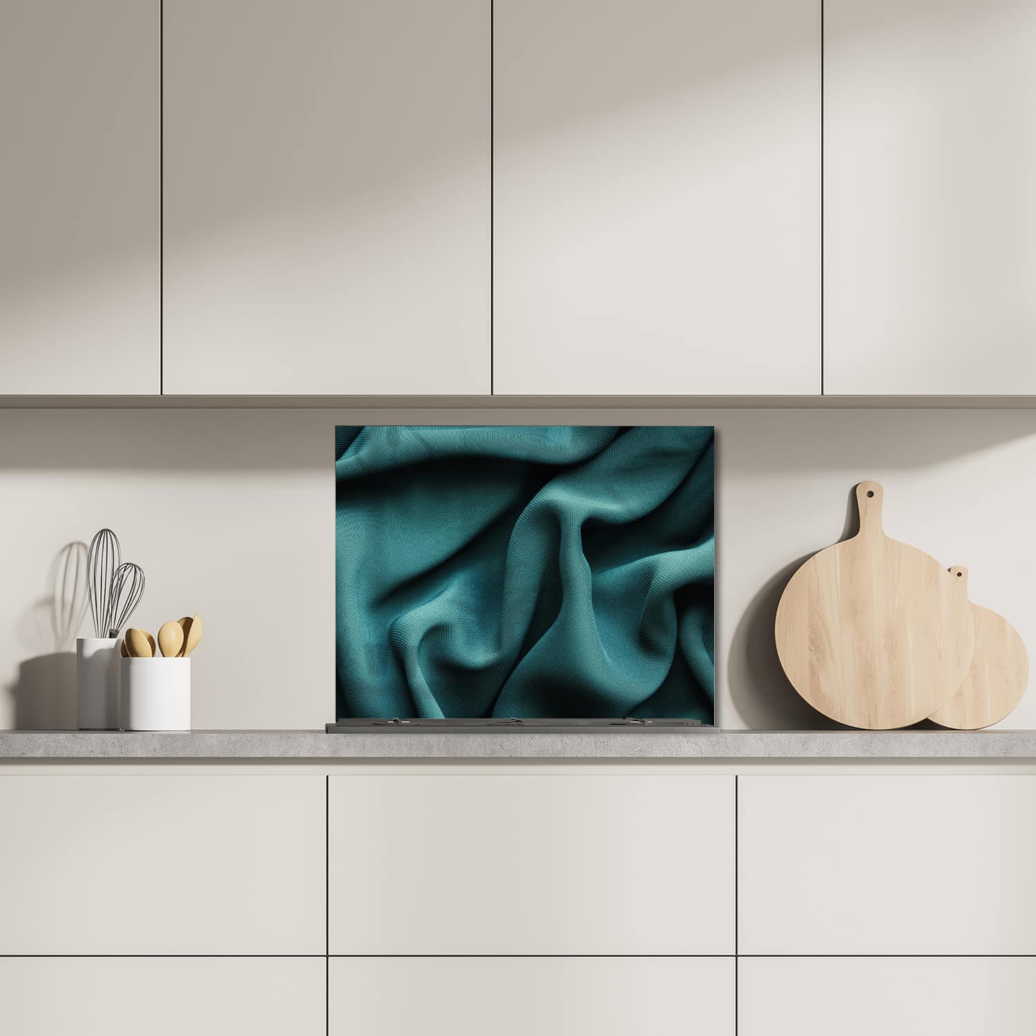 Eigen afmeting spatscherm-op-maat Keuken - Hittebestendig gehard glas - Groene Stof Textuur
