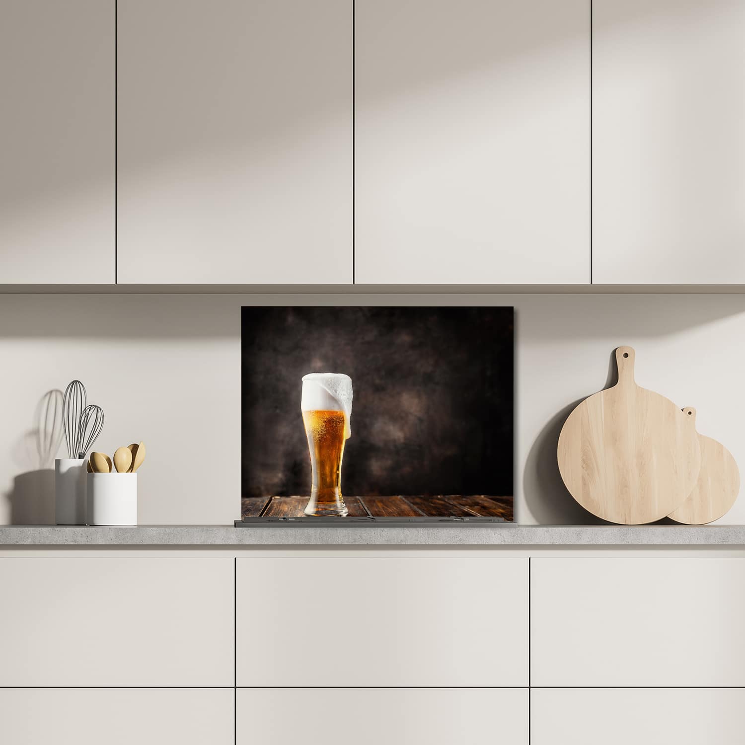 Eigen afmeting spatscherm-op-maat Keuken - Hittebestendig gehard glas - Verfrissend Bier