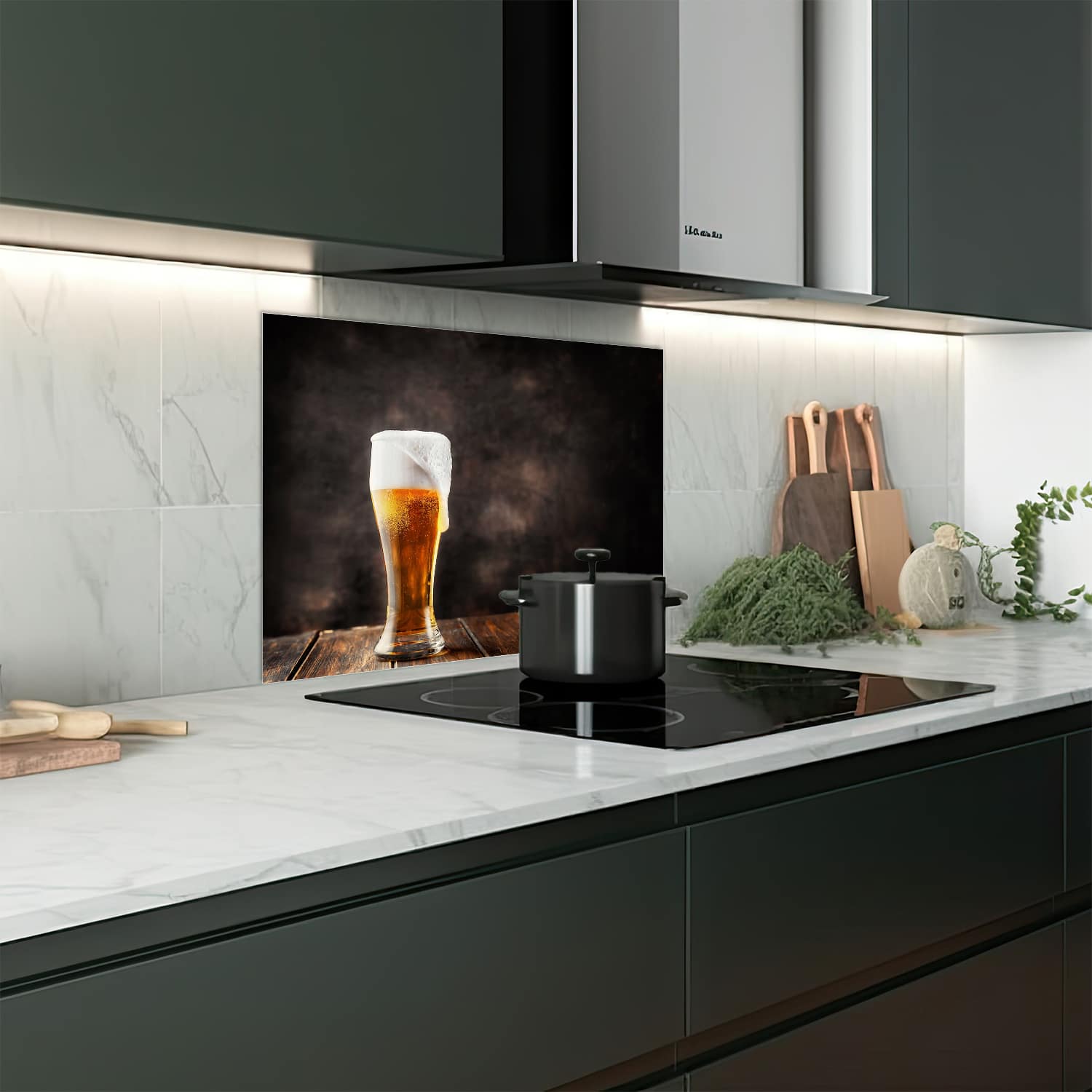 Eigen afmeting spatscherm-op-maat Keuken - Hittebestendig gehard glas - Verfrissend Bier