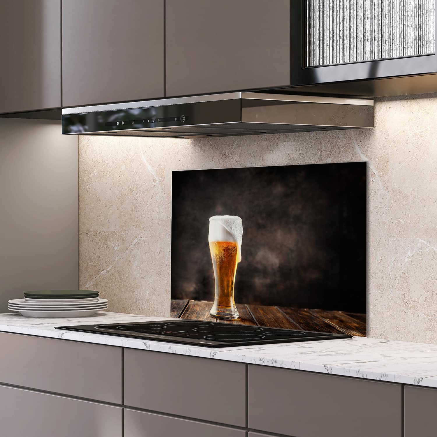Eigen afmeting spatscherm-op-maat Keuken - Hittebestendig gehard glas - Verfrissend Bier