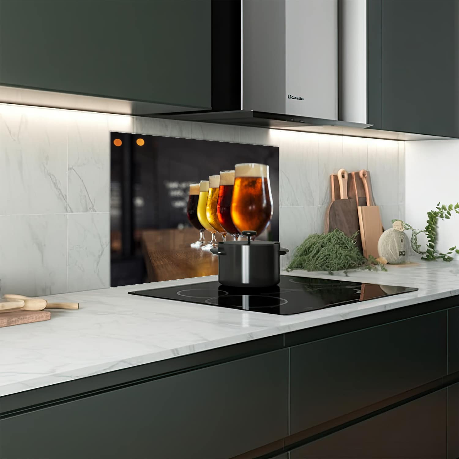 Eigen afmeting spatscherm-op-maat Keuken - Hittebestendig gehard glas - Verschillende Bieren