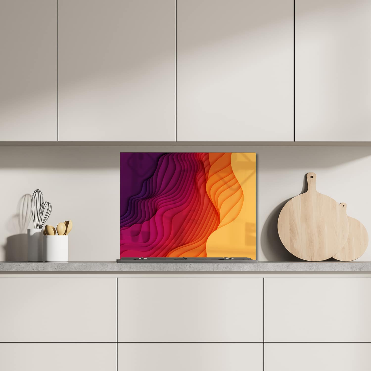 Eigen afmeting spatscherm-op-maat Keuken - Hittebestendig gehard glas - Kleurrijke Papiergesneden Vormen
